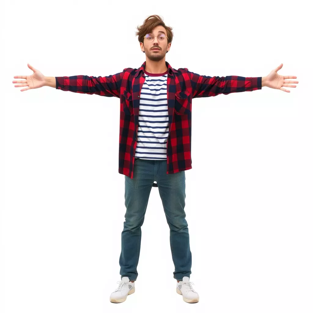 Casual Male Character with Plaid Shirt Model Pack Low-poly 3D model_2