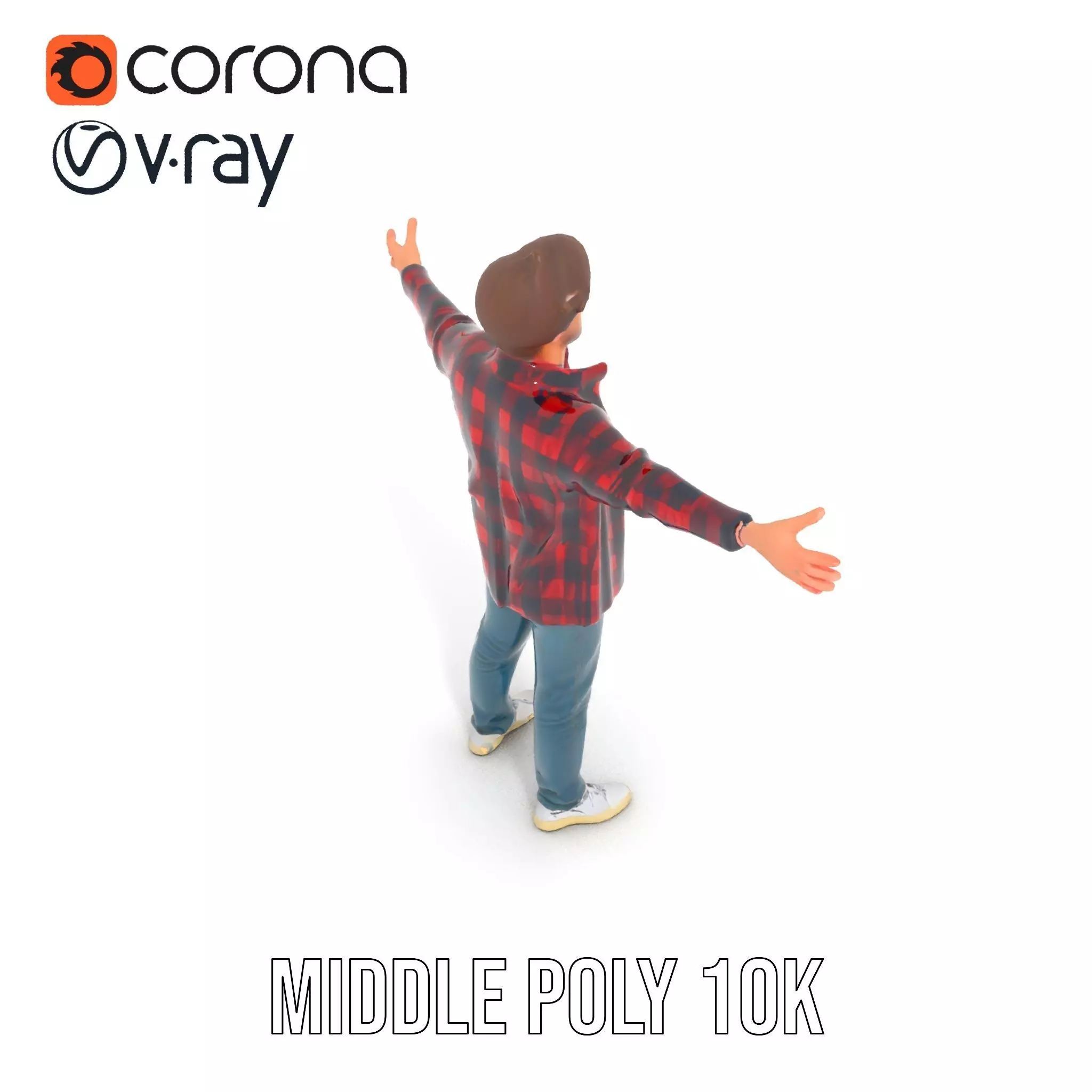 Casual Male Character with Plaid Shirt Model Pack Low-poly 3D model_6