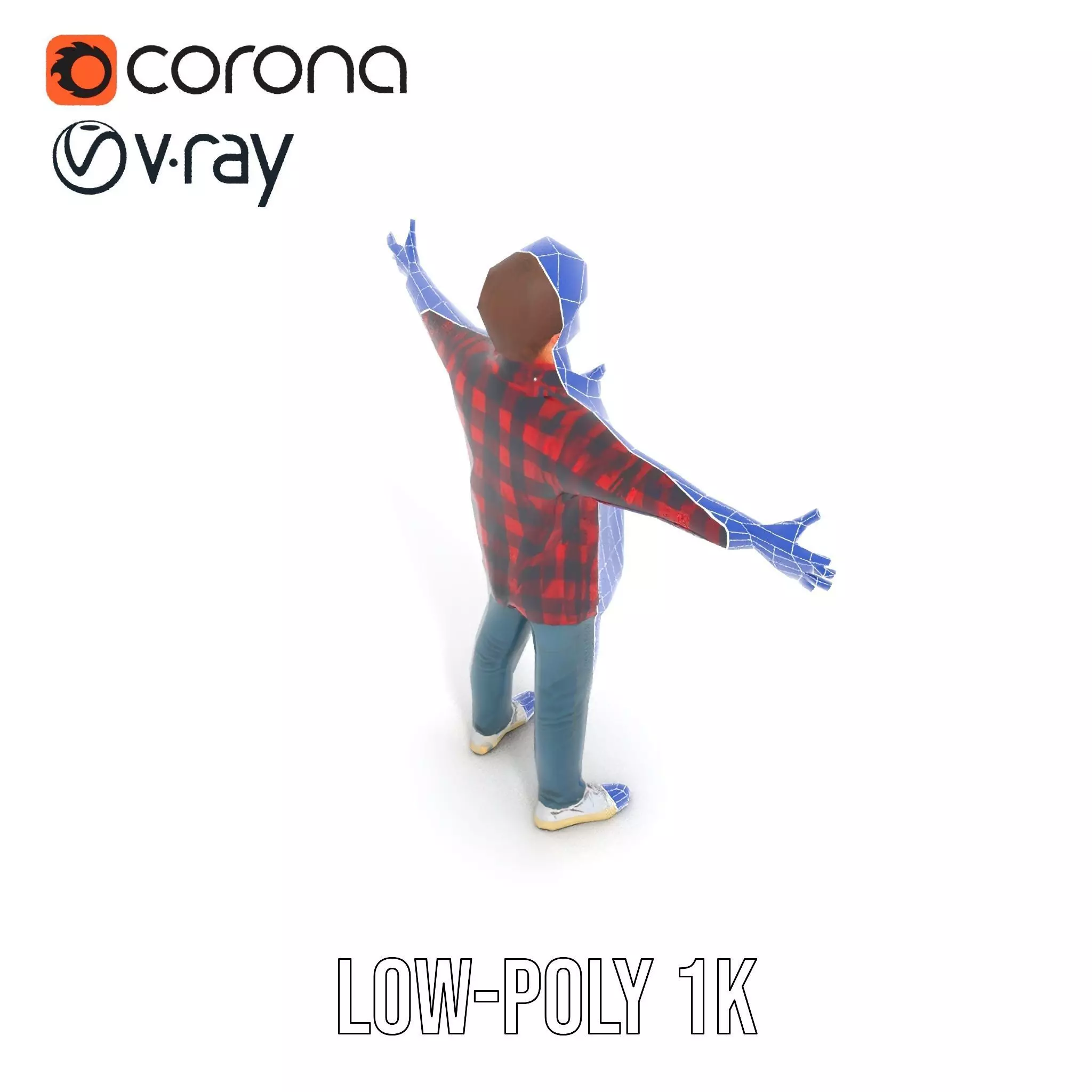 Casual Male Character with Plaid Shirt Model Pack Low-poly 3D model_11