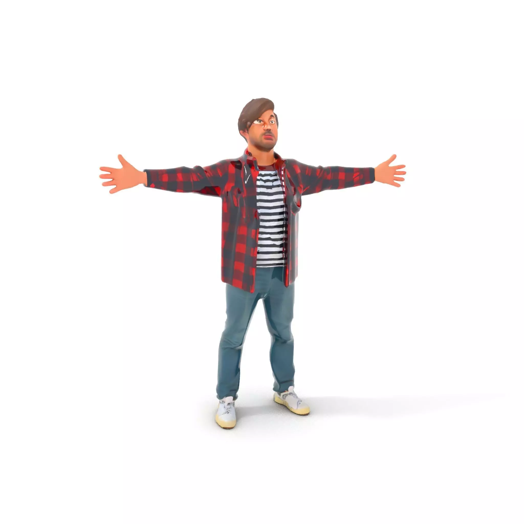 Casual Male Character with Plaid Shirt Model Pack Low-poly 3D model_17
