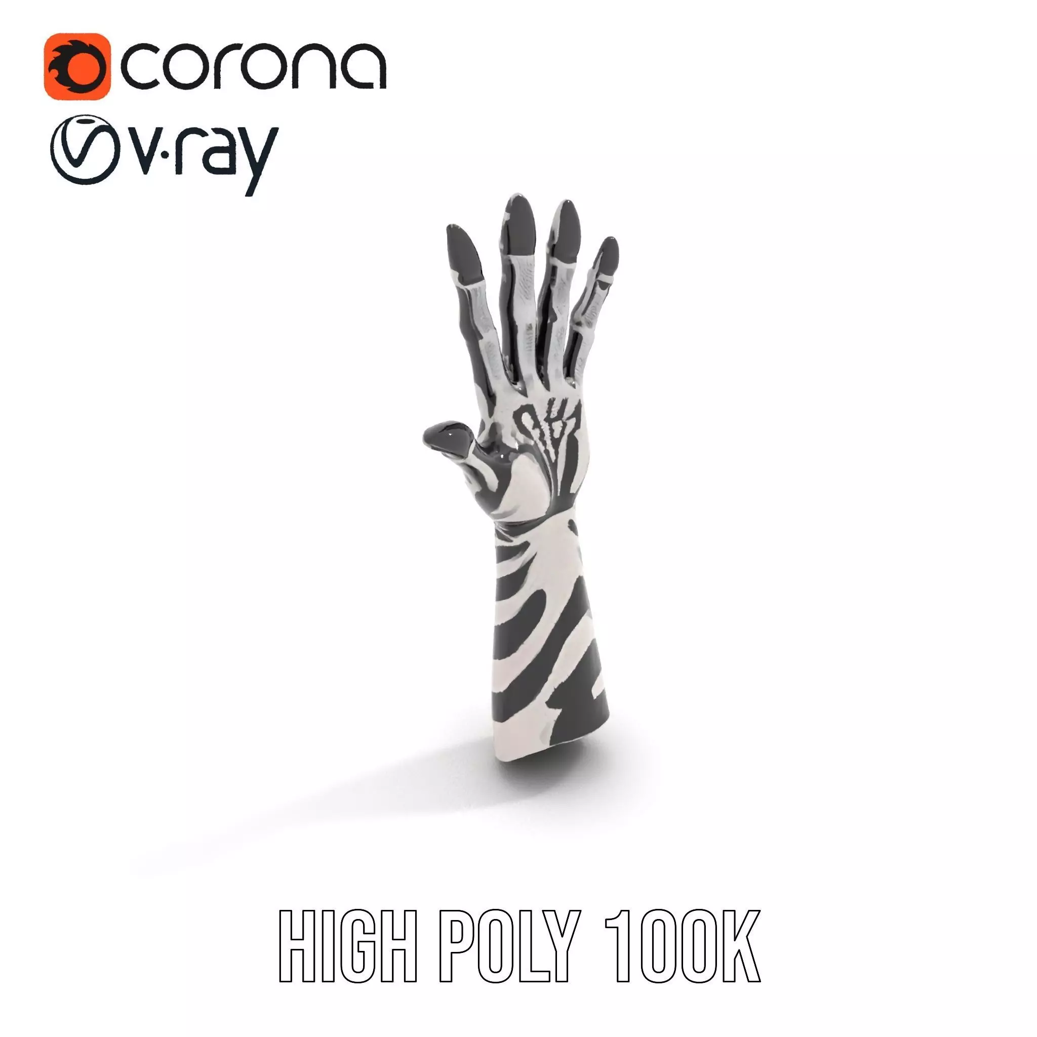 Skeleton Glove Hand model pack with detailed textures Low-poly 3D model_23