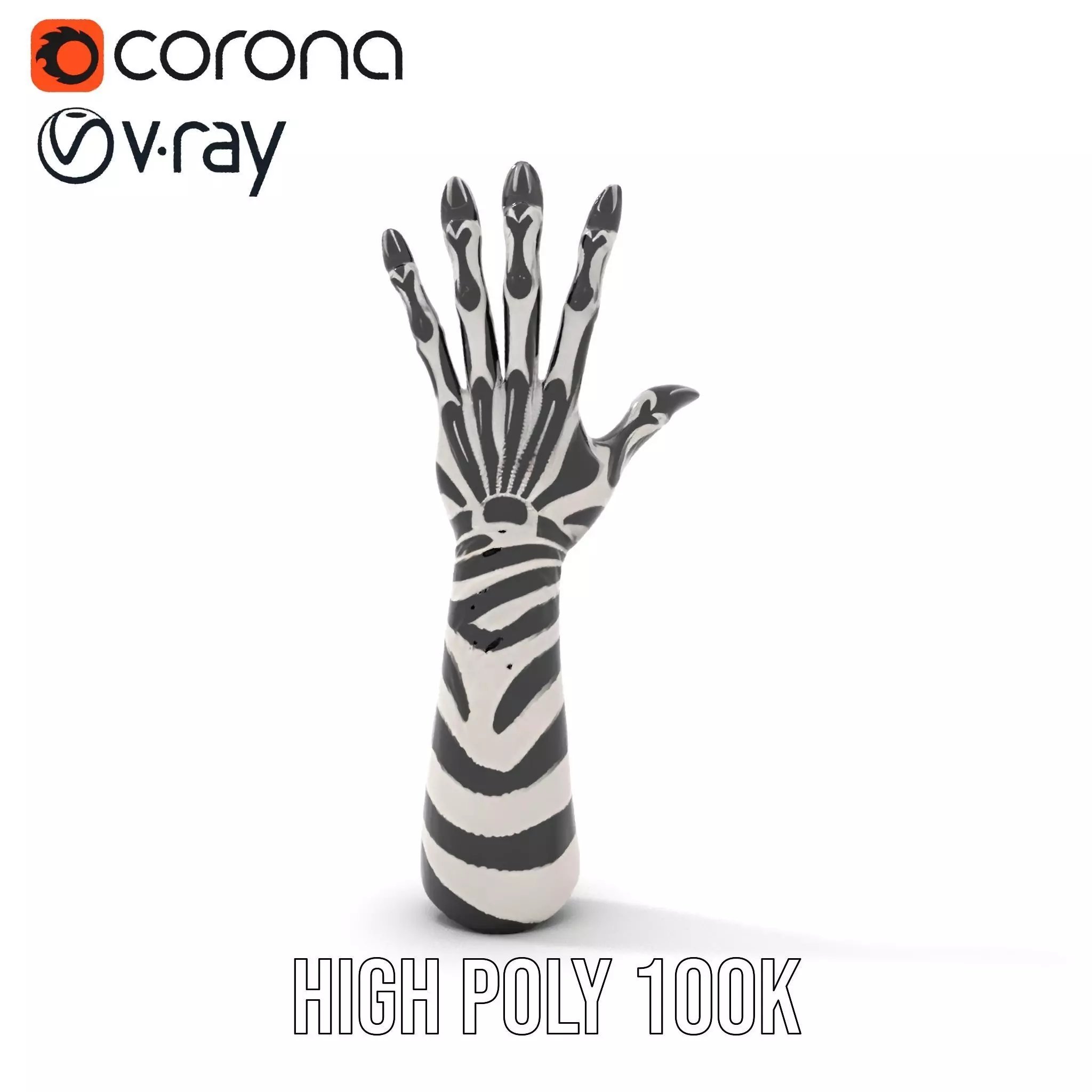 Skeleton Glove Hand model pack with detailed textures Low-poly 3D model_12