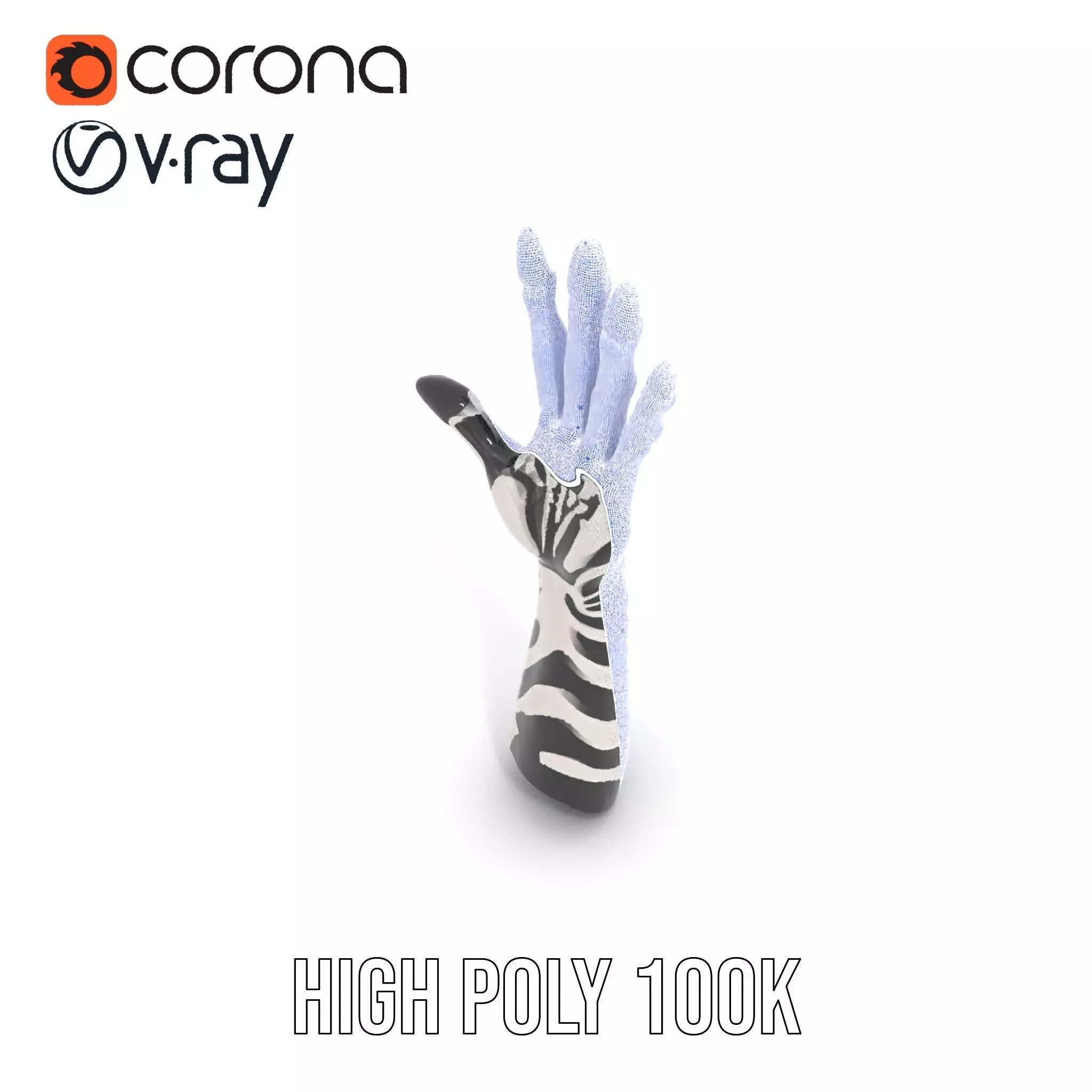 Skeleton Glove Hand model pack with detailed textures Low-poly 3D model_15