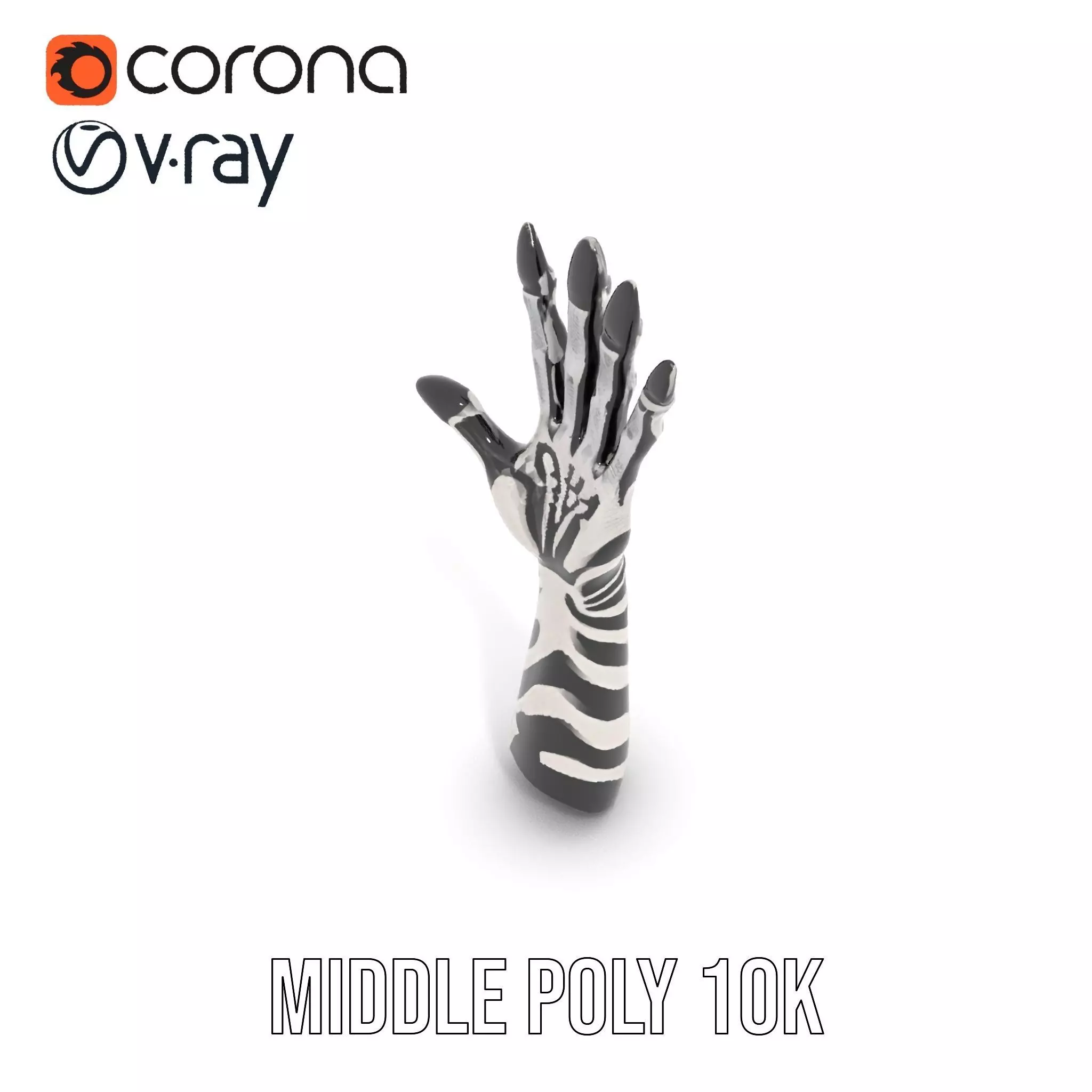 Skeleton Glove Hand model pack with detailed textures Low-poly 3D model_13