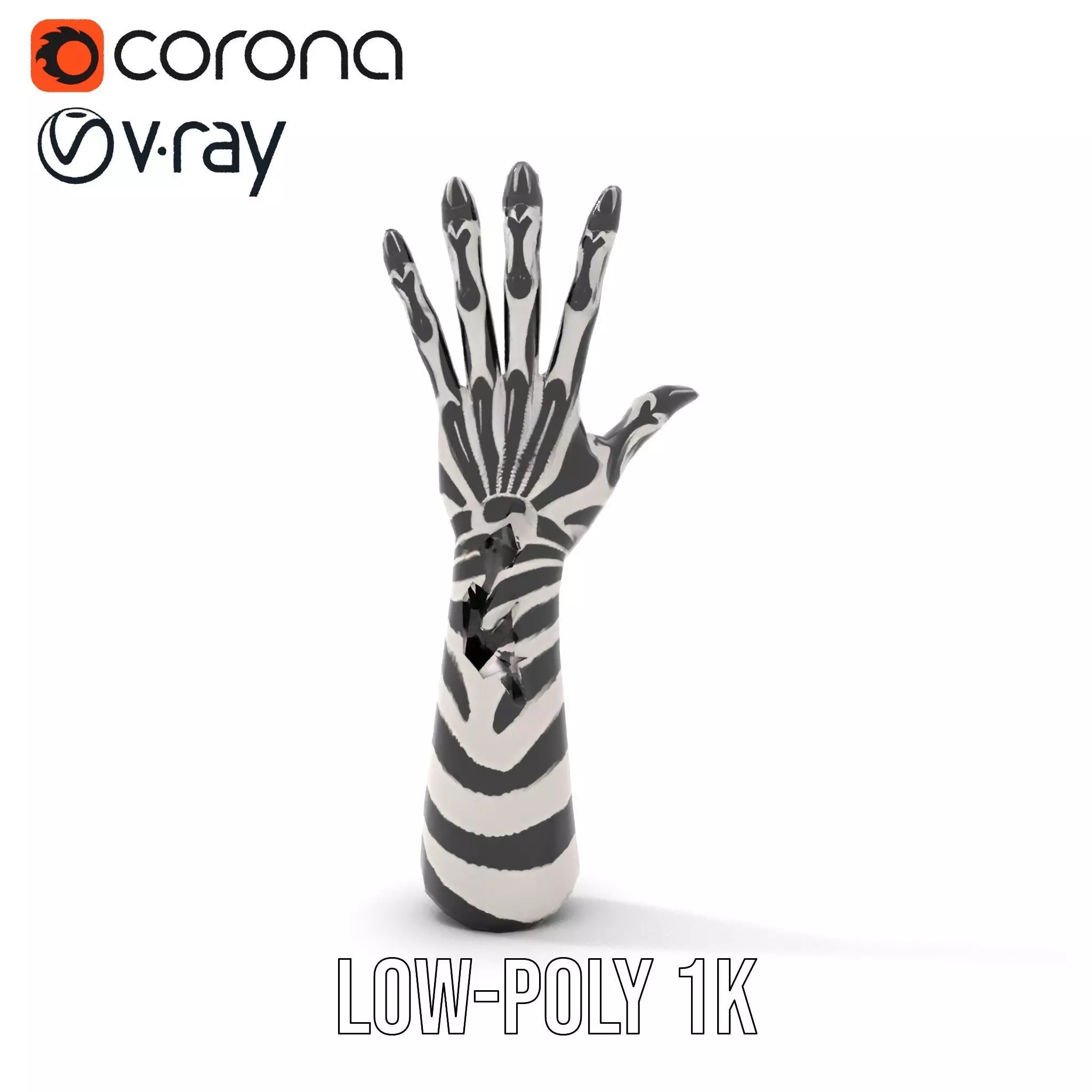 Skeleton Glove Hand model pack with detailed textures Low-poly 3D model_28