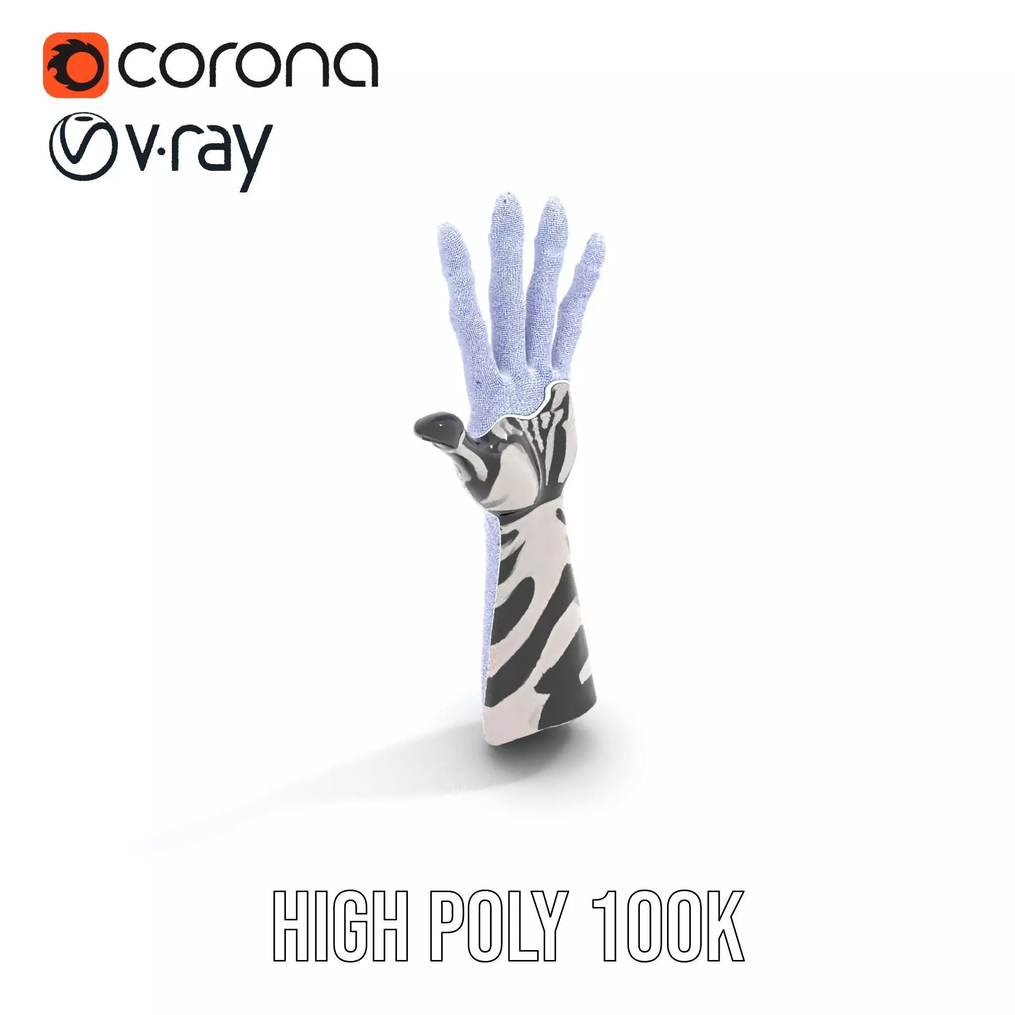 Skeleton Glove Hand model pack with detailed textures Low-poly 3D model_9