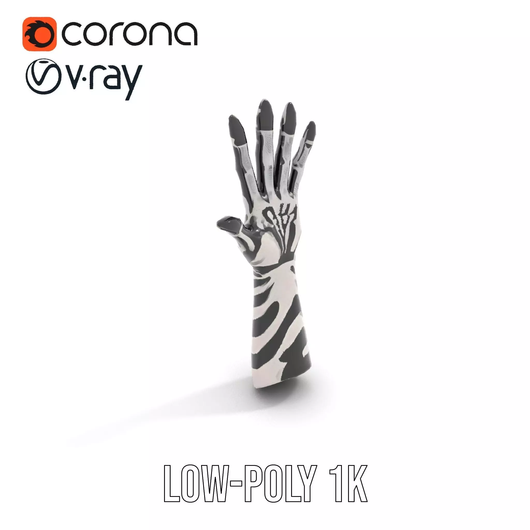 Skeleton Glove Hand model pack with detailed textures Low-poly 3D model_11