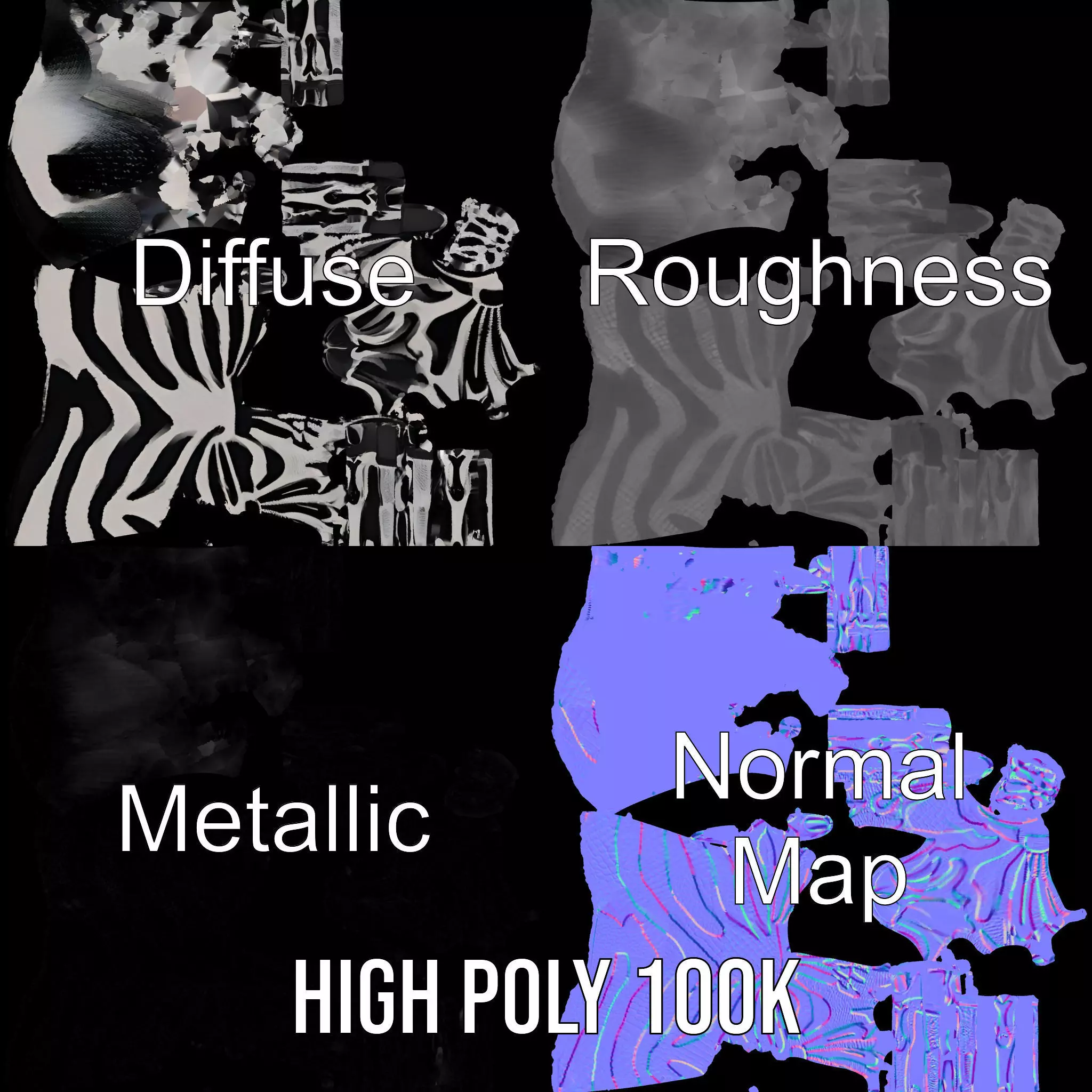 Skeleton Glove Hand model pack with detailed textures Low-poly 3D model_3