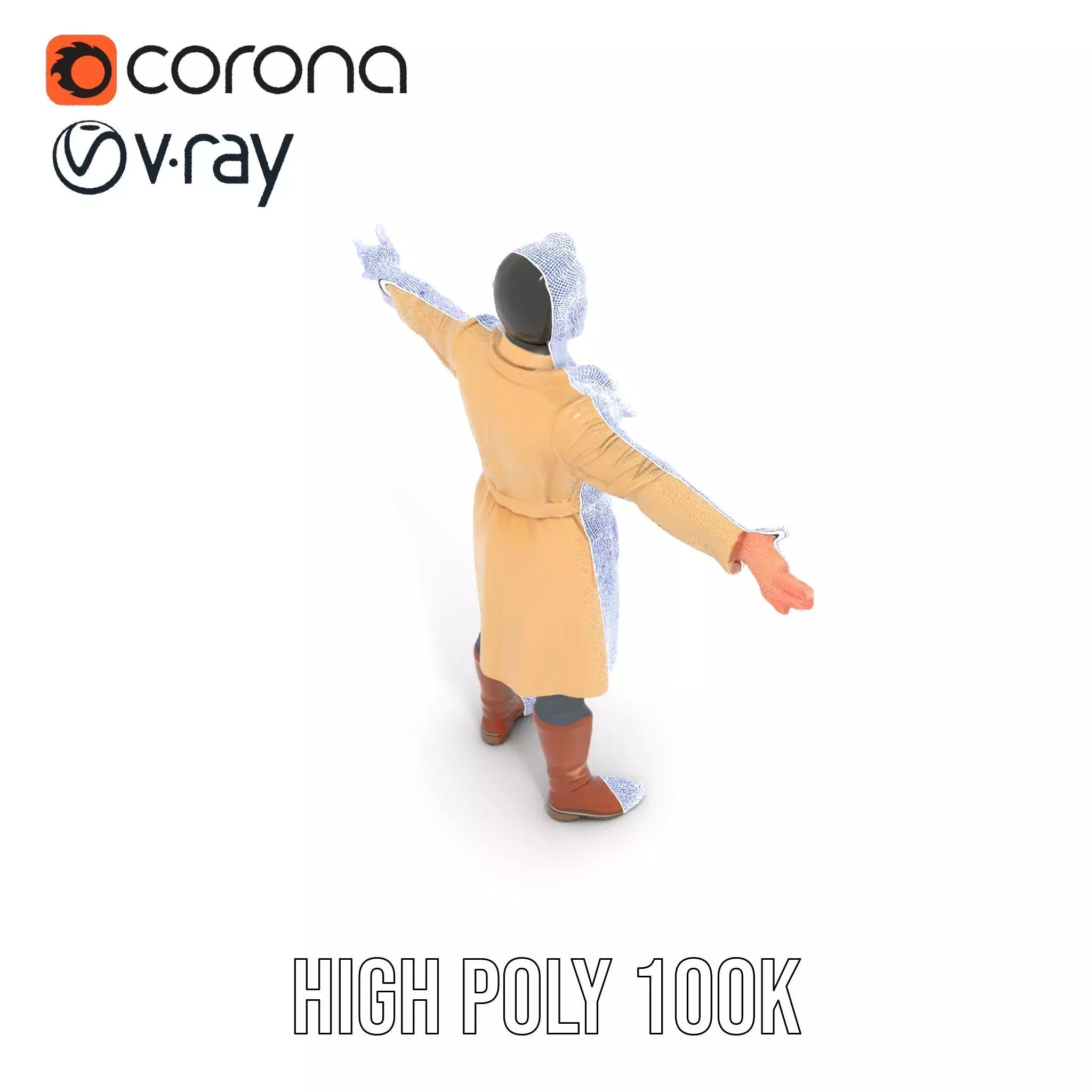 Trench Coat Character Model Pack with Multiple LODs Low-poly 3D model_16