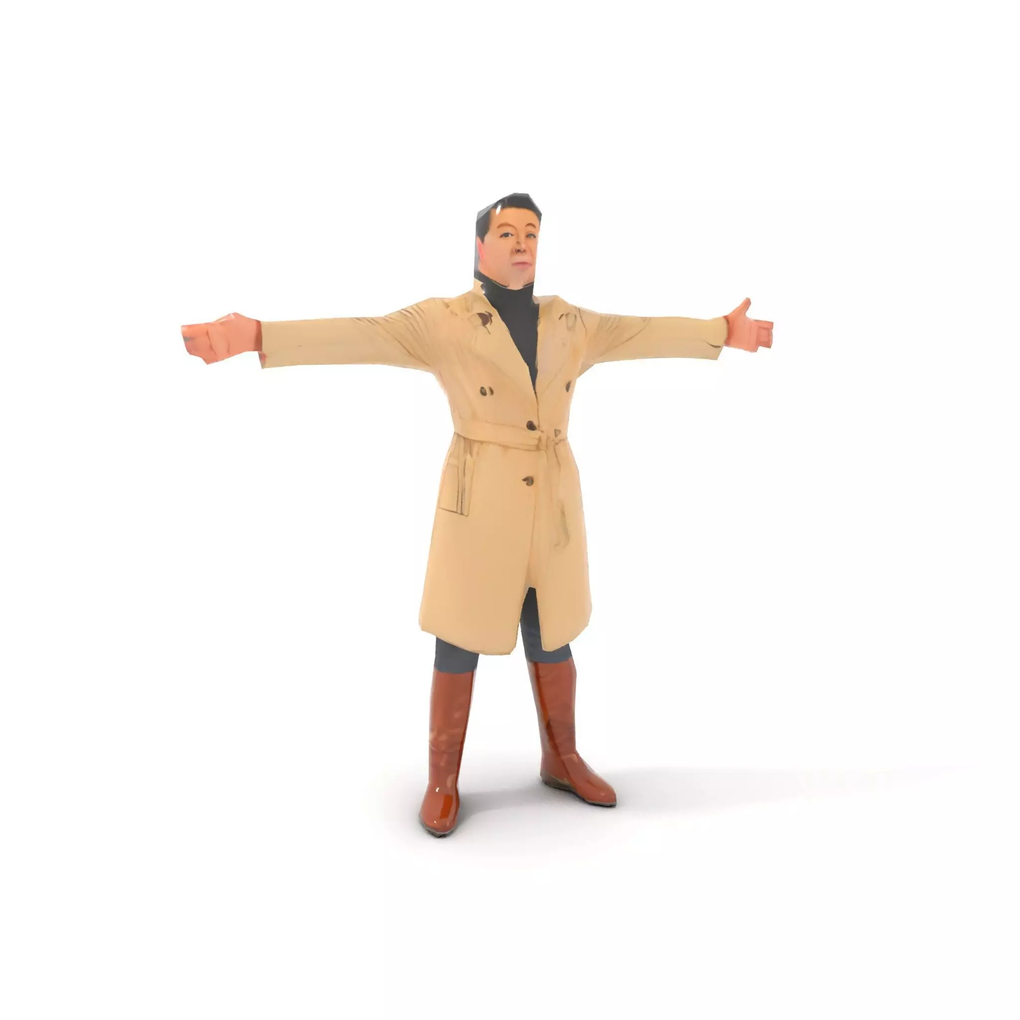 Trench Coat Character Model Pack with Multiple LODs Low-poly 3D model_21