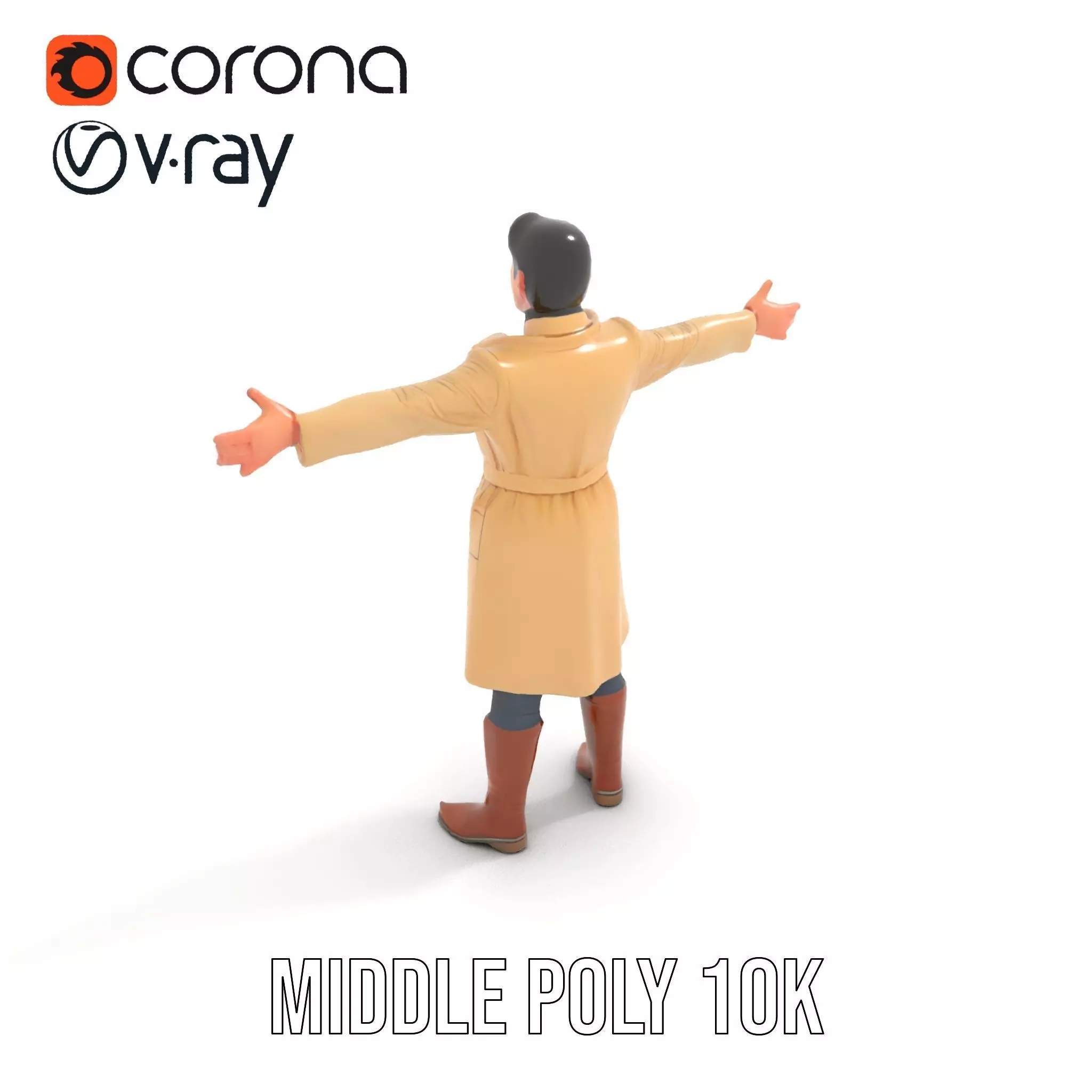 Trench Coat Character Model Pack with Multiple LODs Low-poly 3D model_5