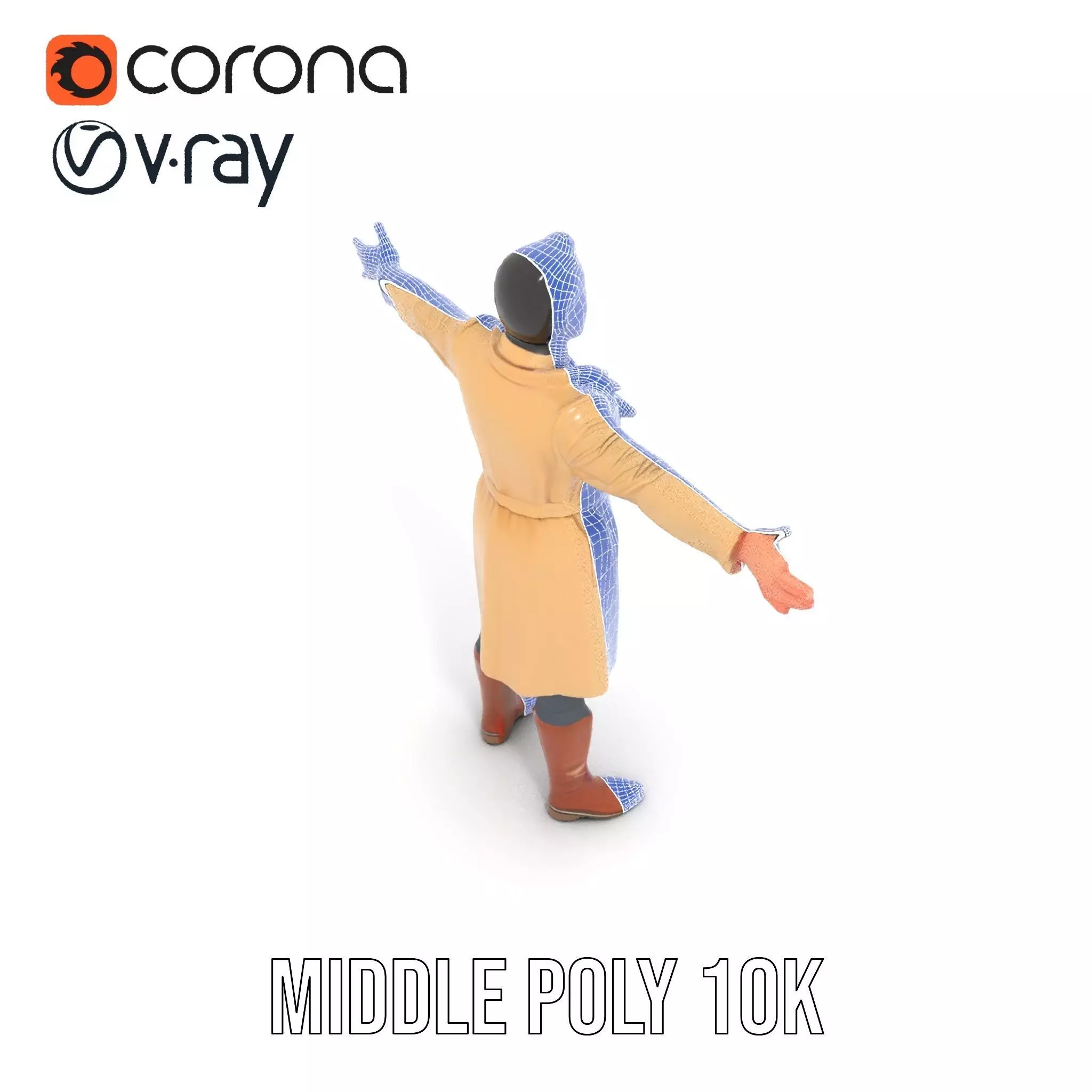 Trench Coat Character Model Pack with Multiple LODs Low-poly 3D model_29