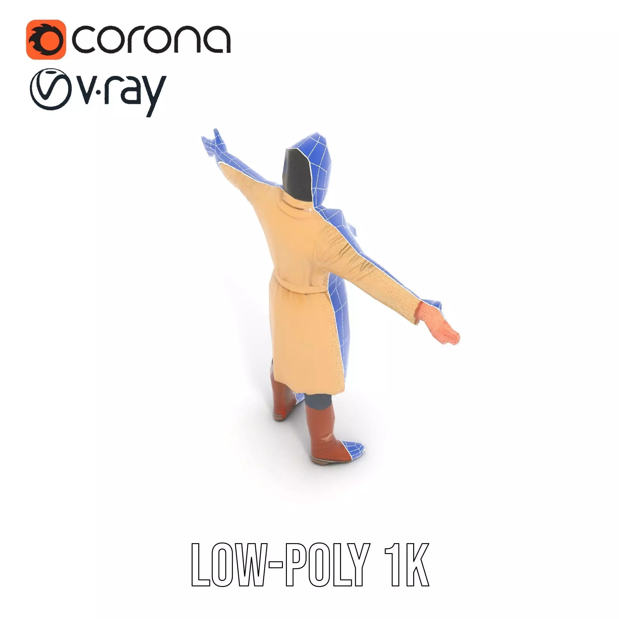 Trench Coat Character Model Pack with Multiple LODs Low-poly 3D model_15