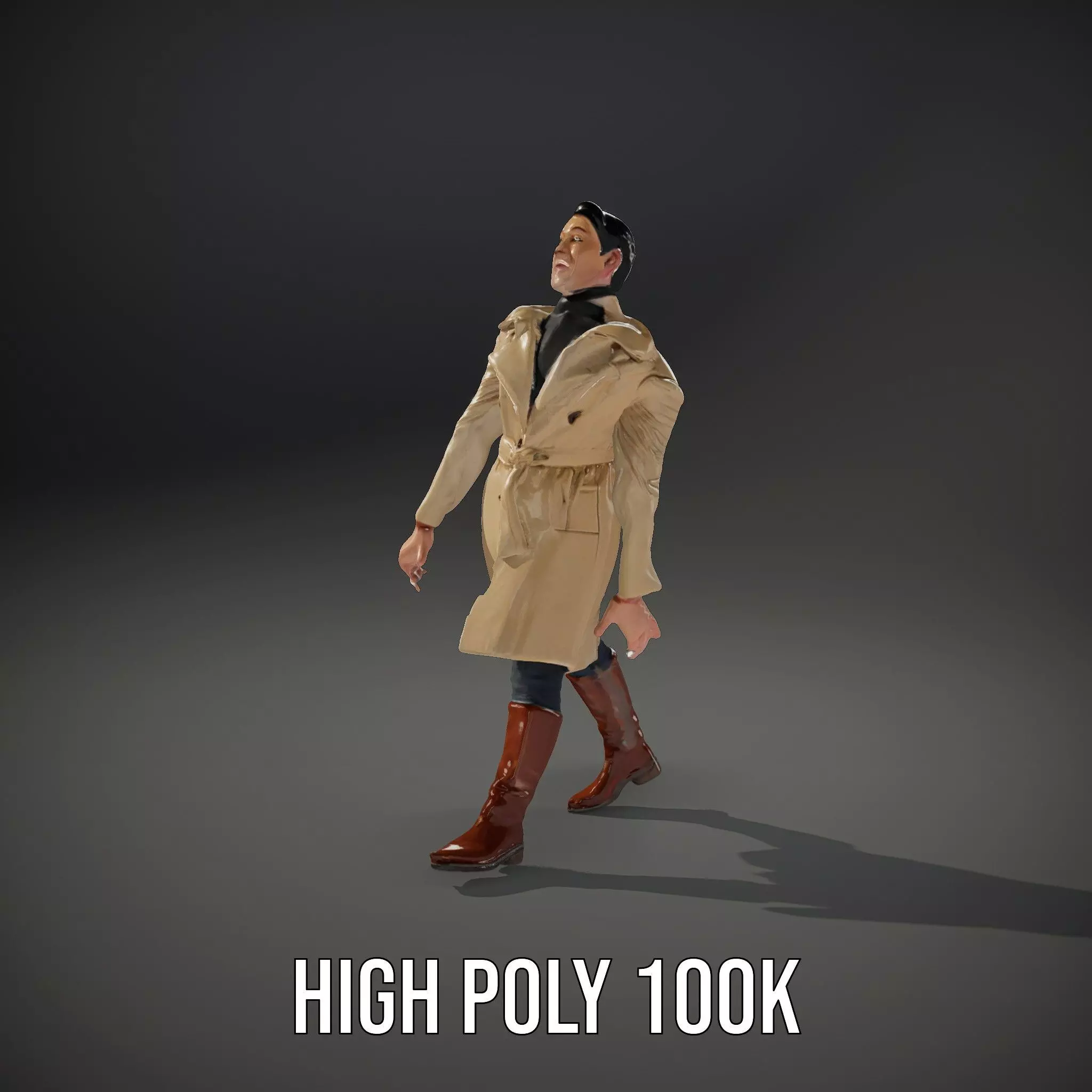 Trench Coat Character Model Pack with Multiple LODs Low-poly 3D model_34