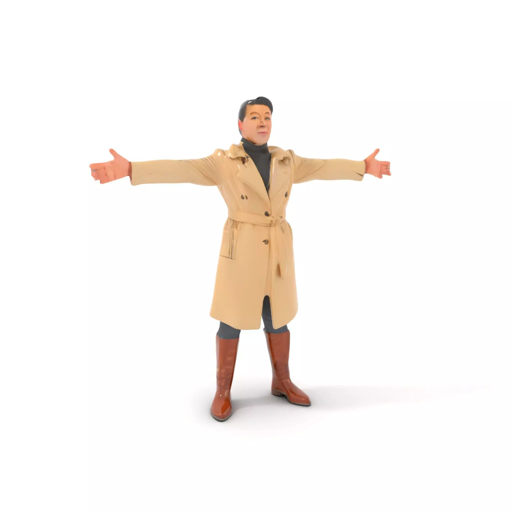 Trench Coat Character Model Pack with Multiple LODs Low-poly 3D model_12