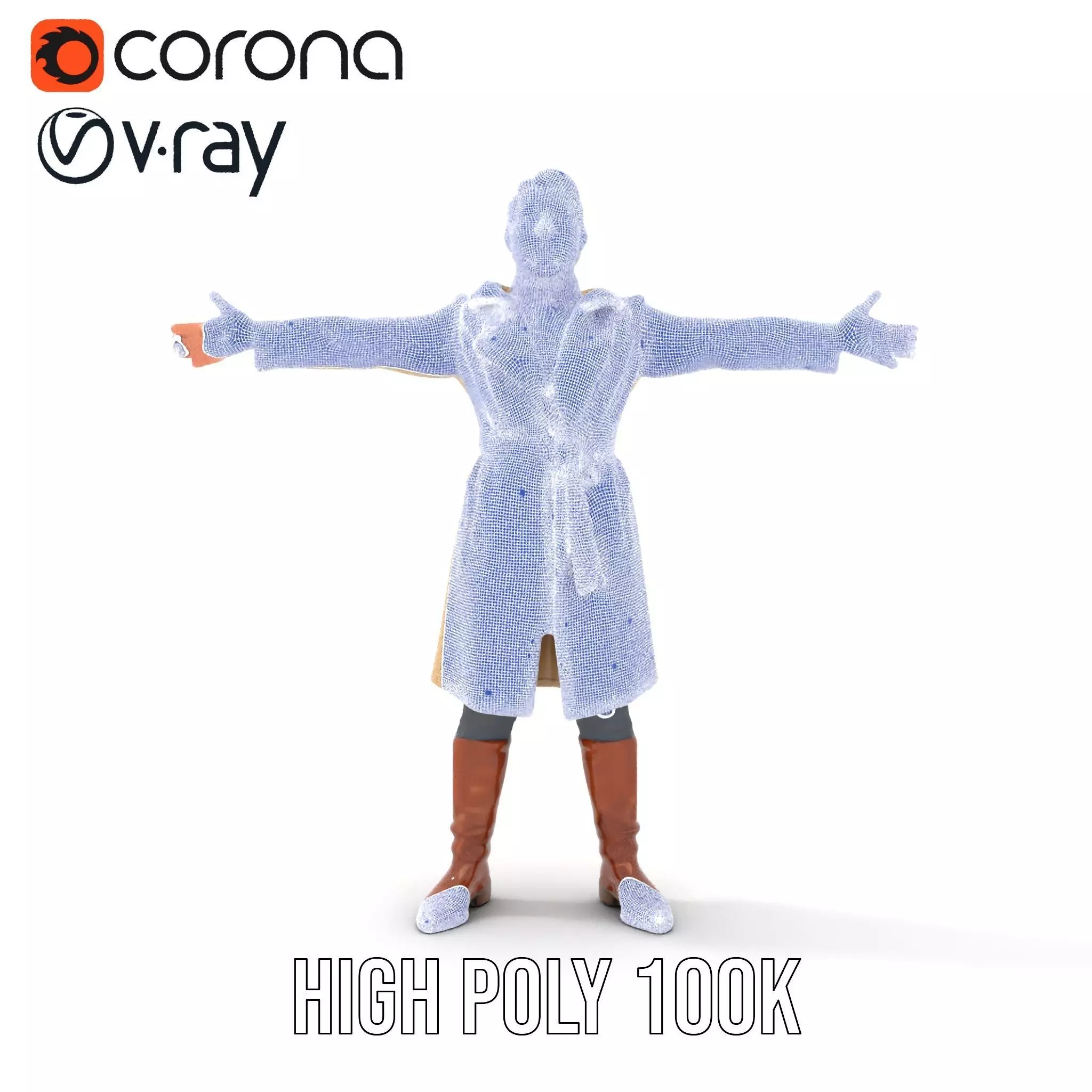 Trench Coat Character Model Pack with Multiple LODs Low-poly 3D model_19