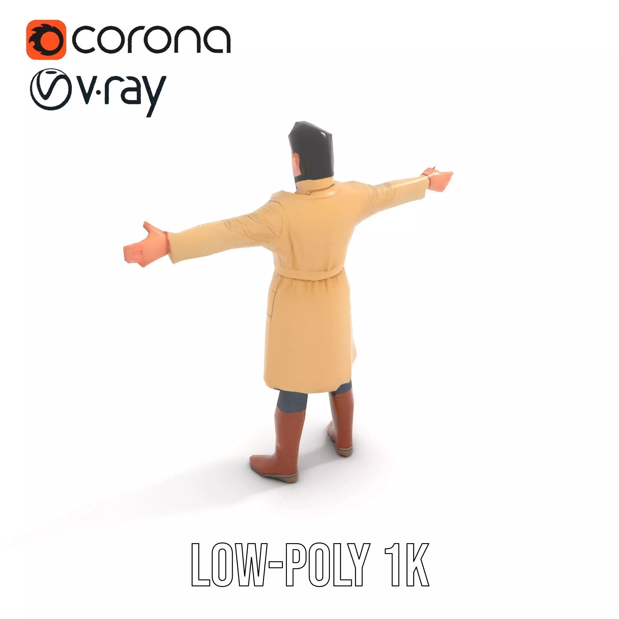 Trench Coat Character Model Pack with Multiple LODs Low-poly 3D model_8