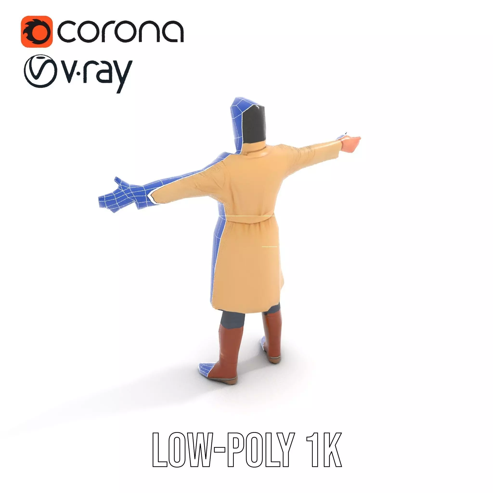 Trench Coat Character Model Pack with Multiple LODs Low-poly 3D model_27