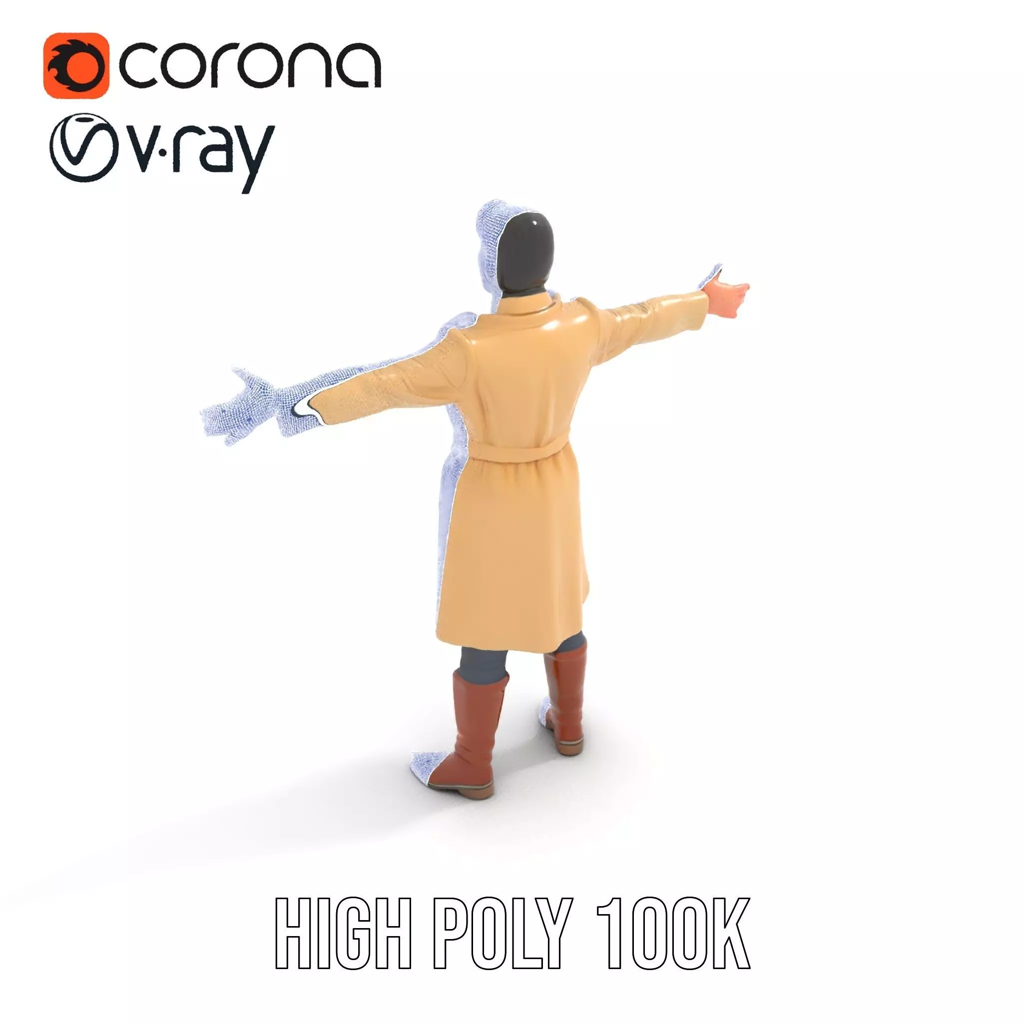 Trench Coat Character Model Pack with Multiple LODs Low-poly 3D model_28