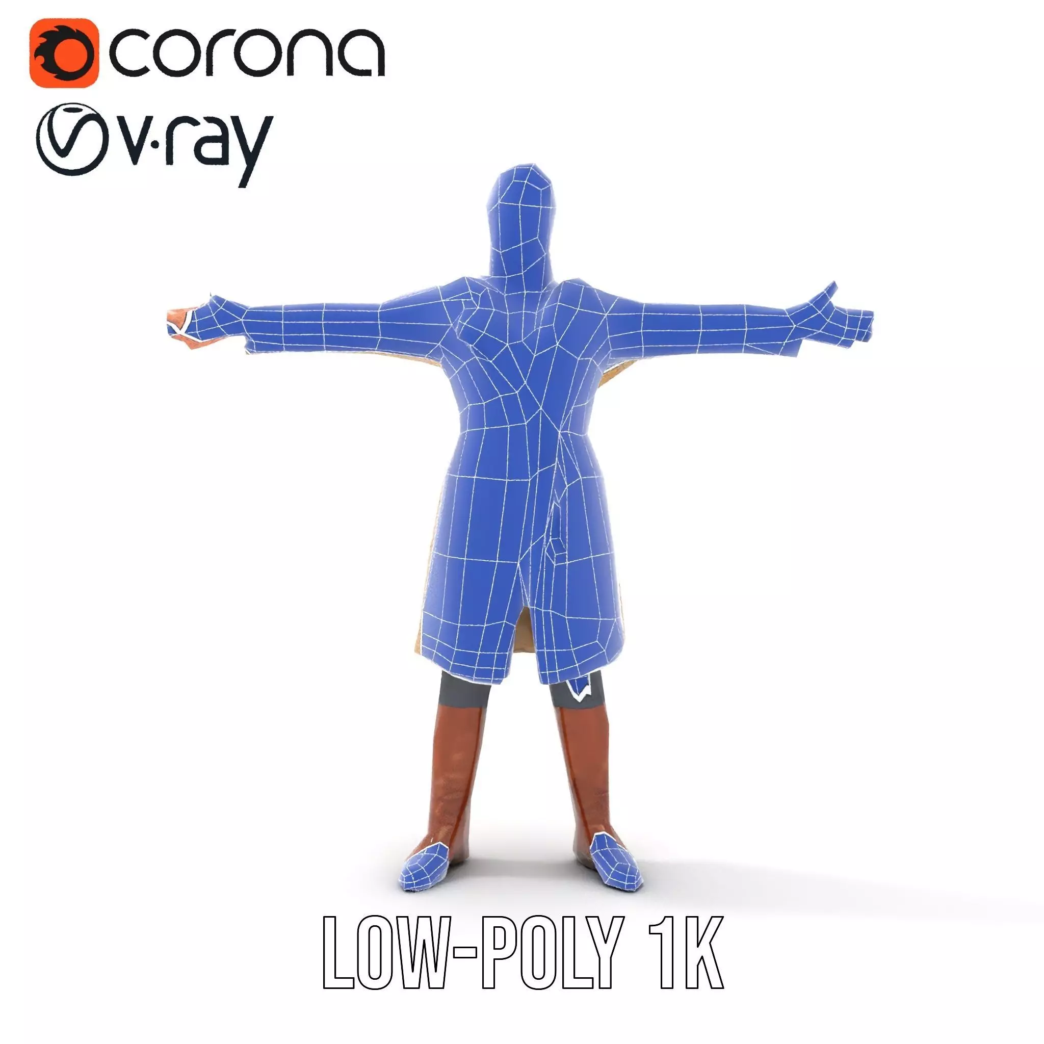 Trench Coat Character Model Pack with Multiple LODs Low-poly 3D model_24