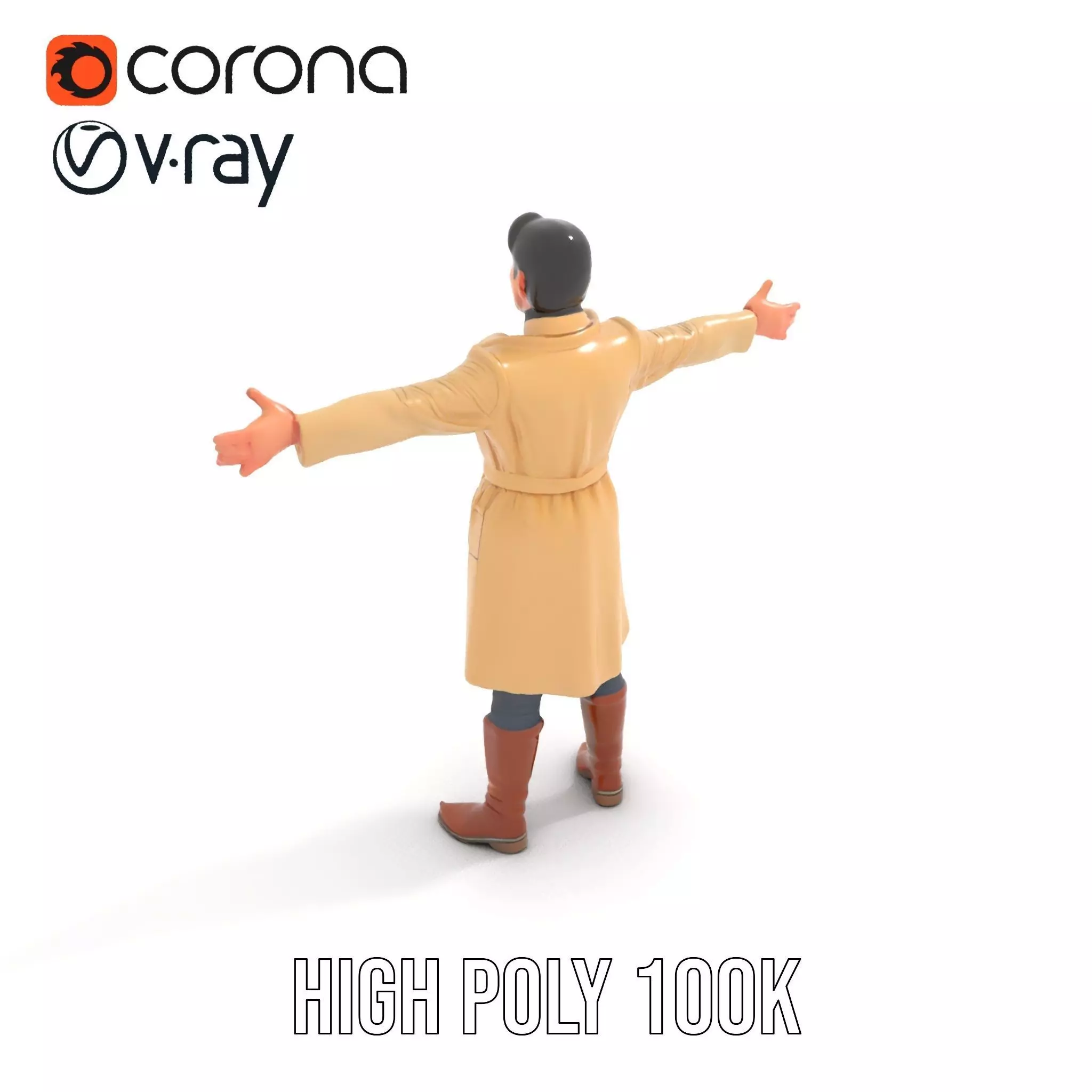 Trench Coat Character Model Pack with Multiple LODs Low-poly 3D model_11