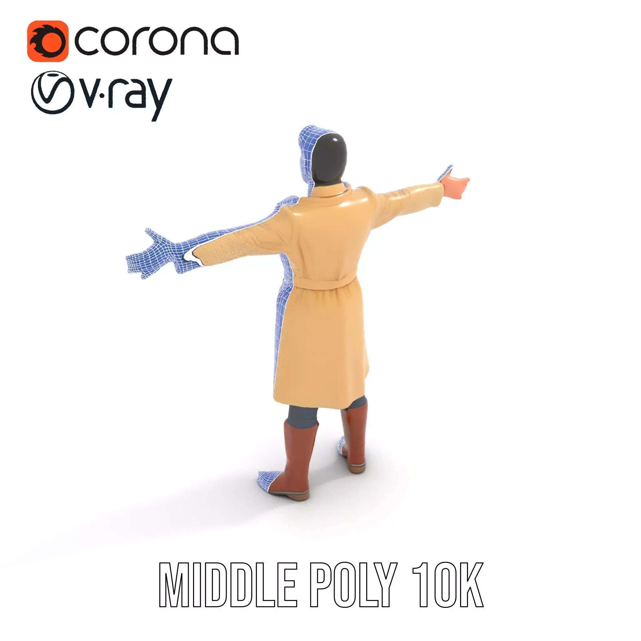 Trench Coat Character Model Pack with Multiple LODs Low-poly 3D model_23