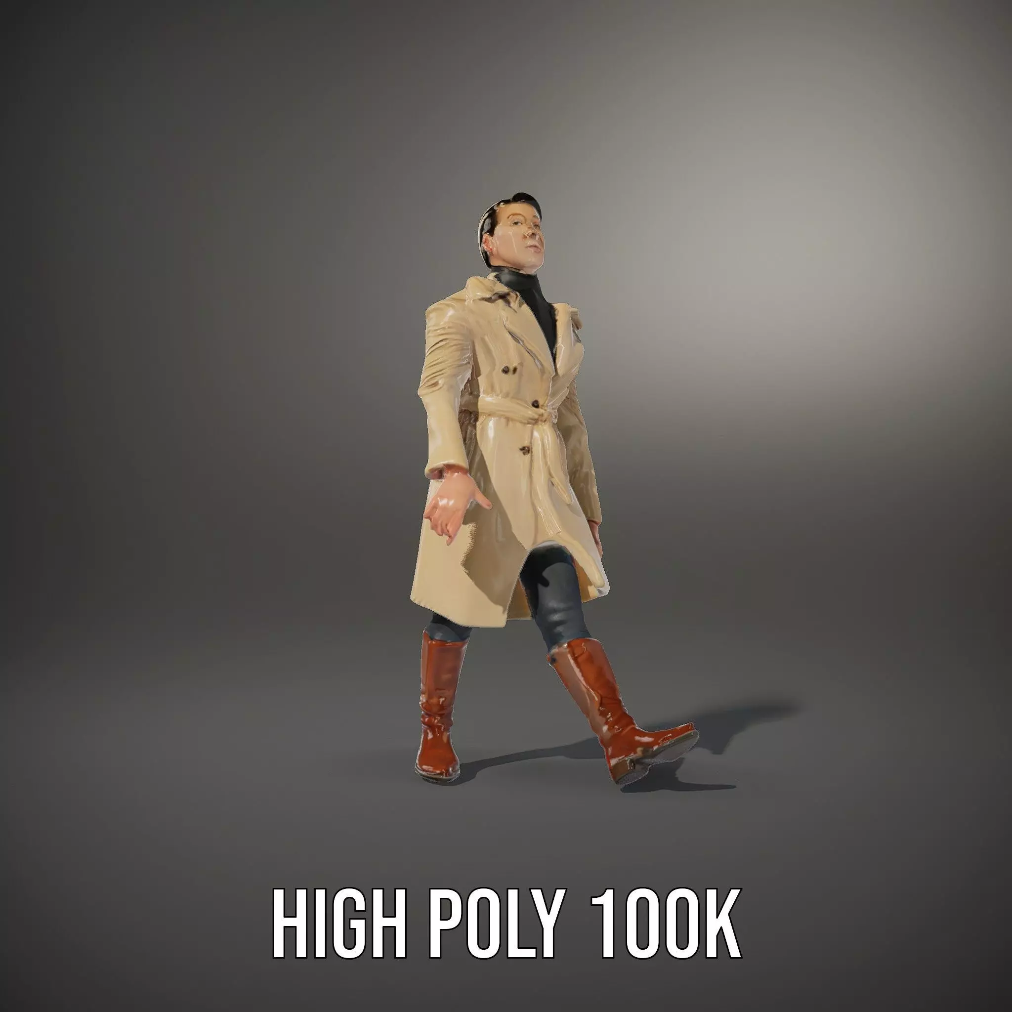 Trench Coat Character Model Pack with Multiple LODs Low-poly 3D model_33