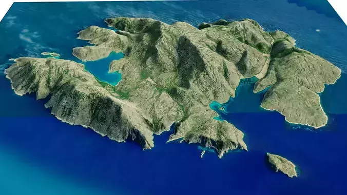 Kyra Panagia Island 3D model terrain