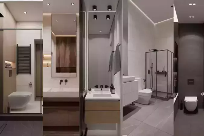 5 bathroom pack 3D Model Collection
