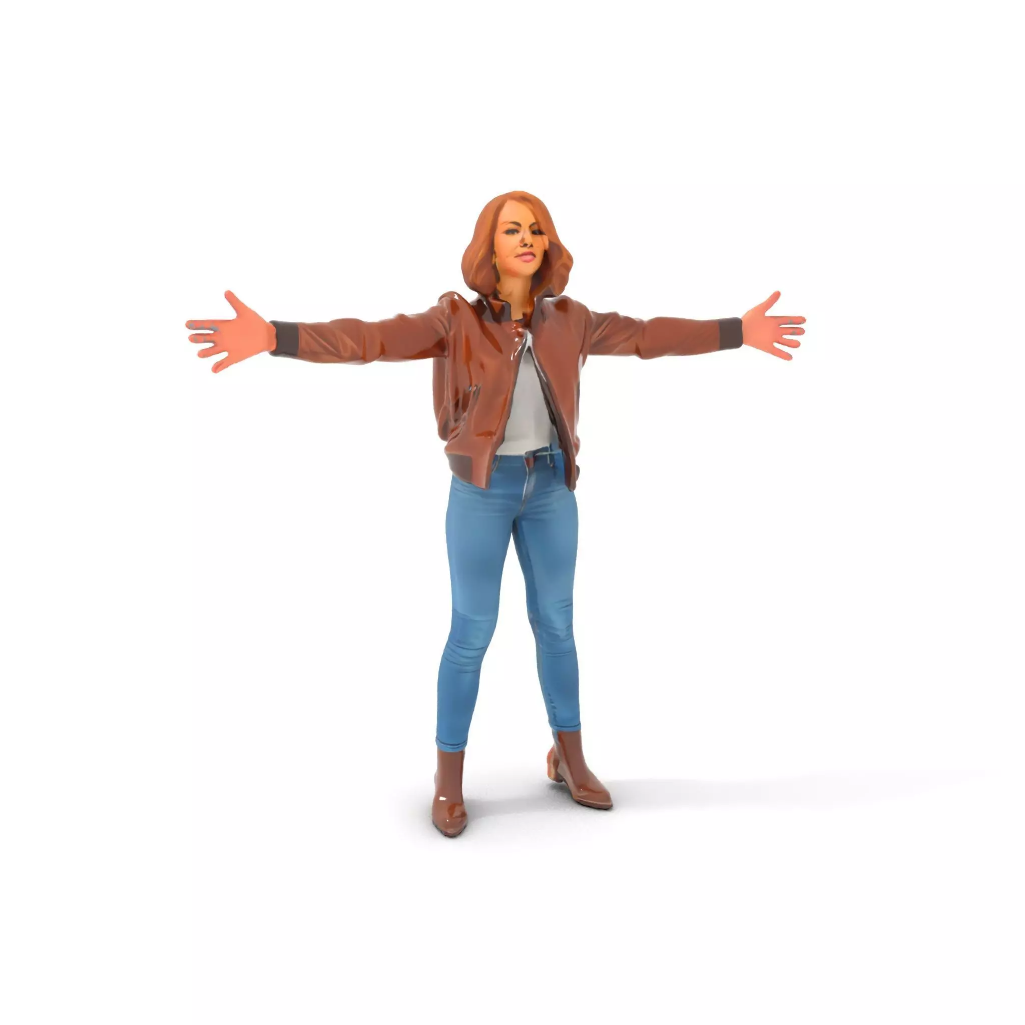 Casual Female Outfit Model Pack with Leather Jacket Low-poly 3D model_0