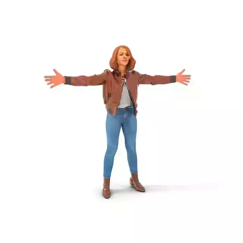 Casual Female Outfit Model Pack with Leather Jacket Low-poly 3D model