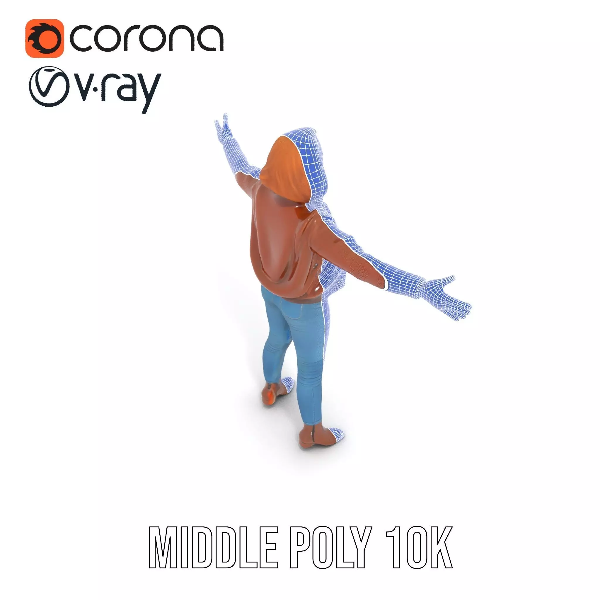 Casual Female Outfit Model Pack with Leather Jacket Low-poly 3D model_20