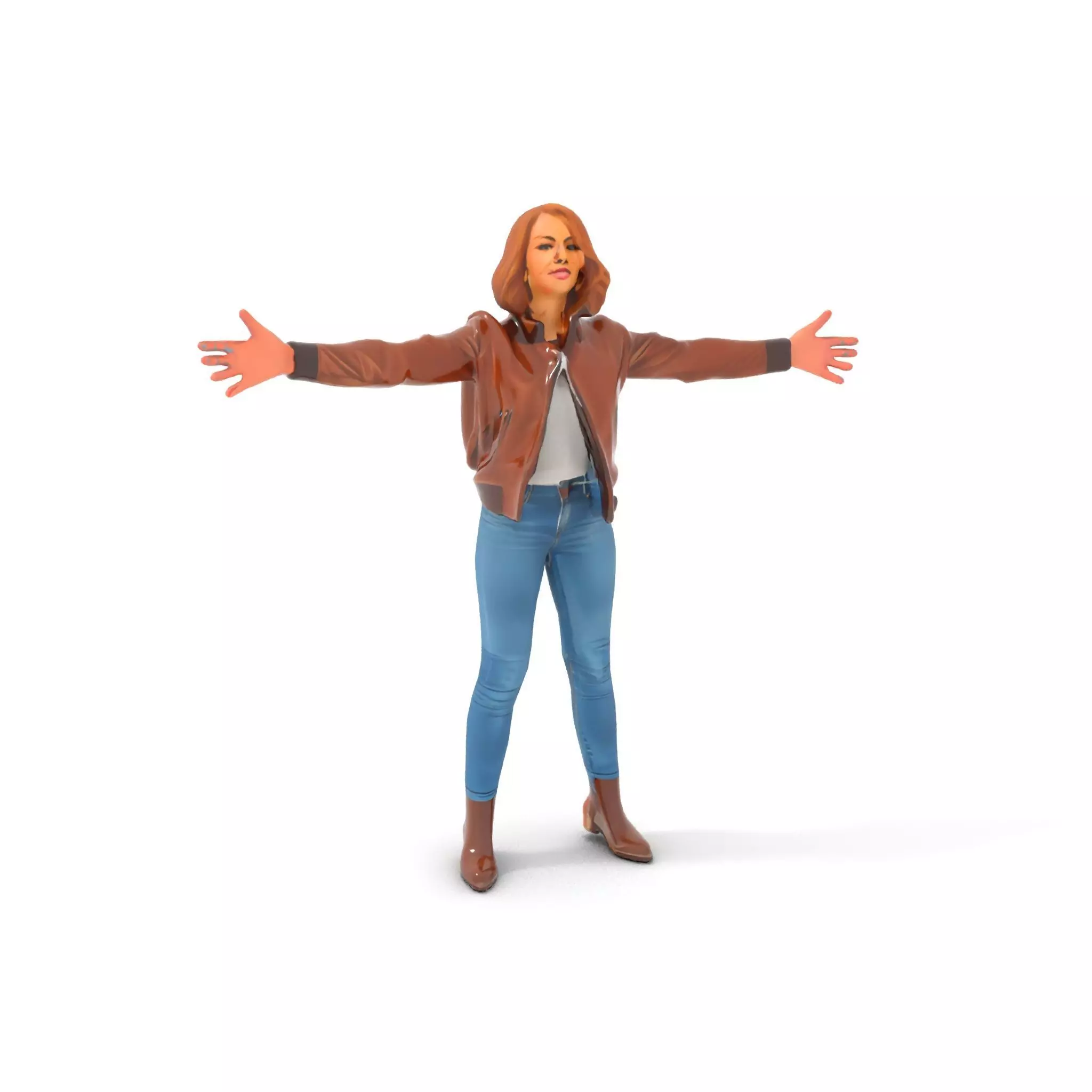 Casual Female Outfit Model Pack with Leather Jacket Low-poly 3D model_6