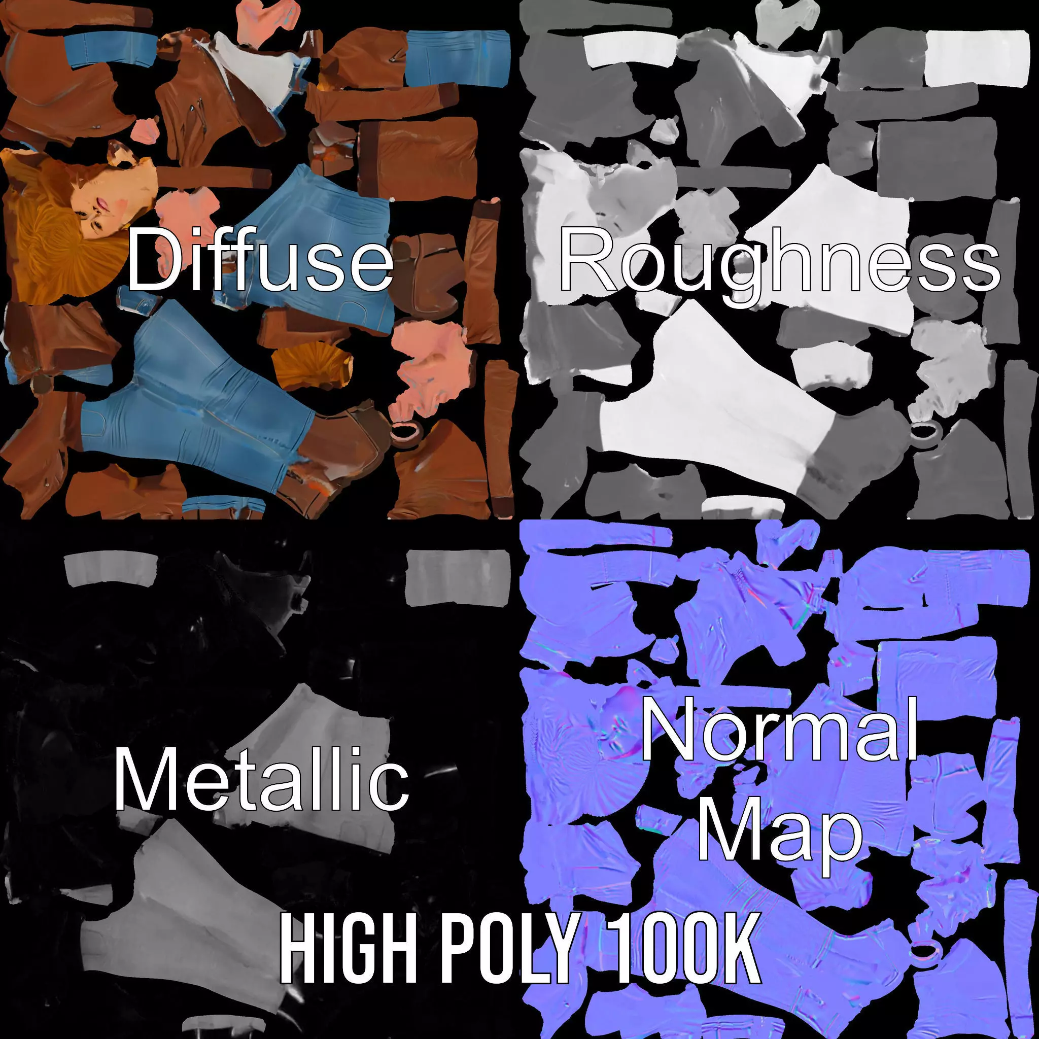 Casual Female Outfit Model Pack with Leather Jacket Low-poly 3D model_3