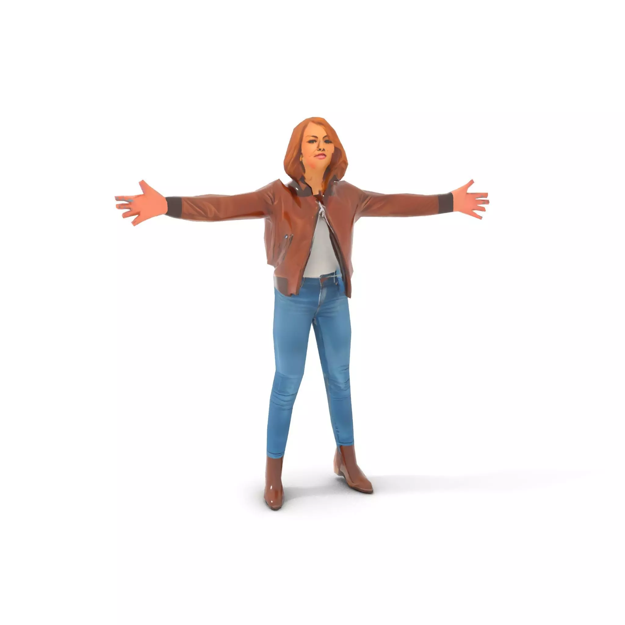 Casual Female Outfit Model Pack with Leather Jacket Low-poly 3D model_7