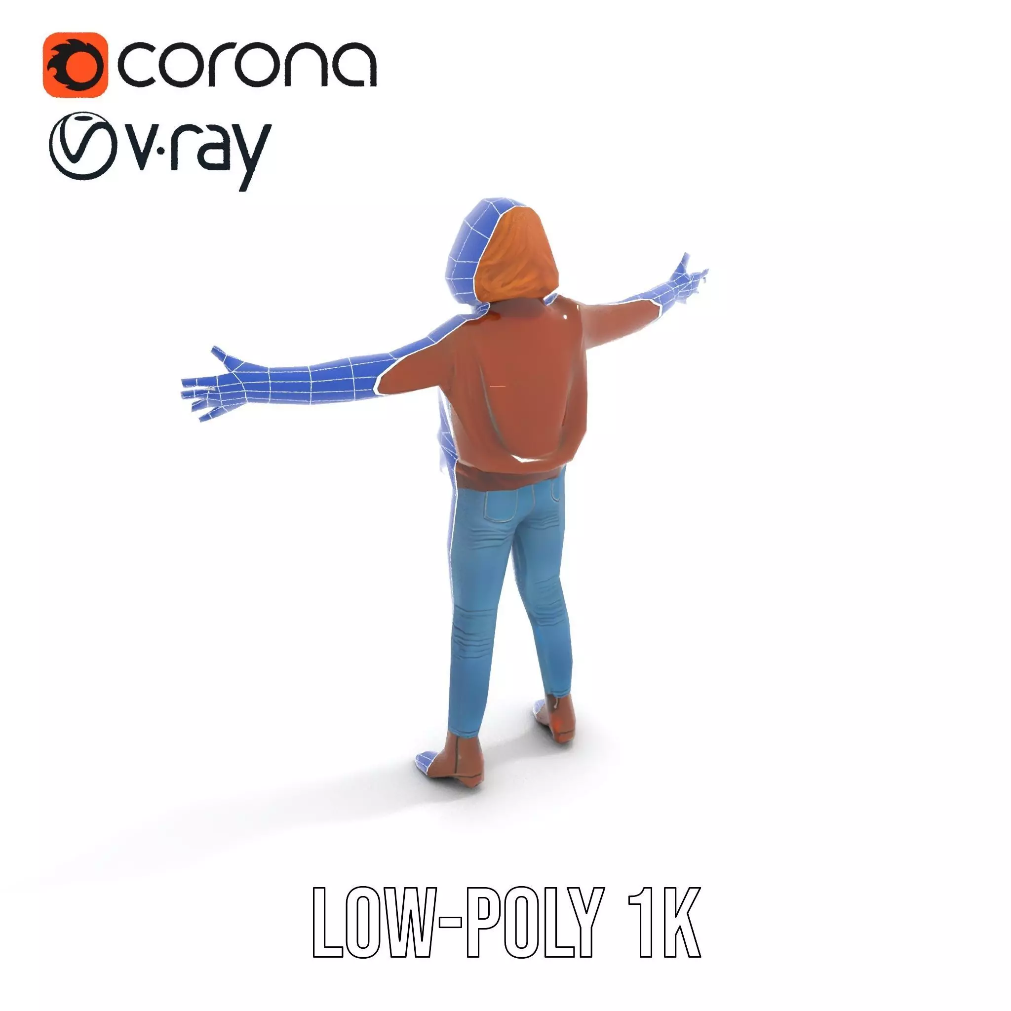 Casual Female Outfit Model Pack with Leather Jacket Low-poly 3D model_16