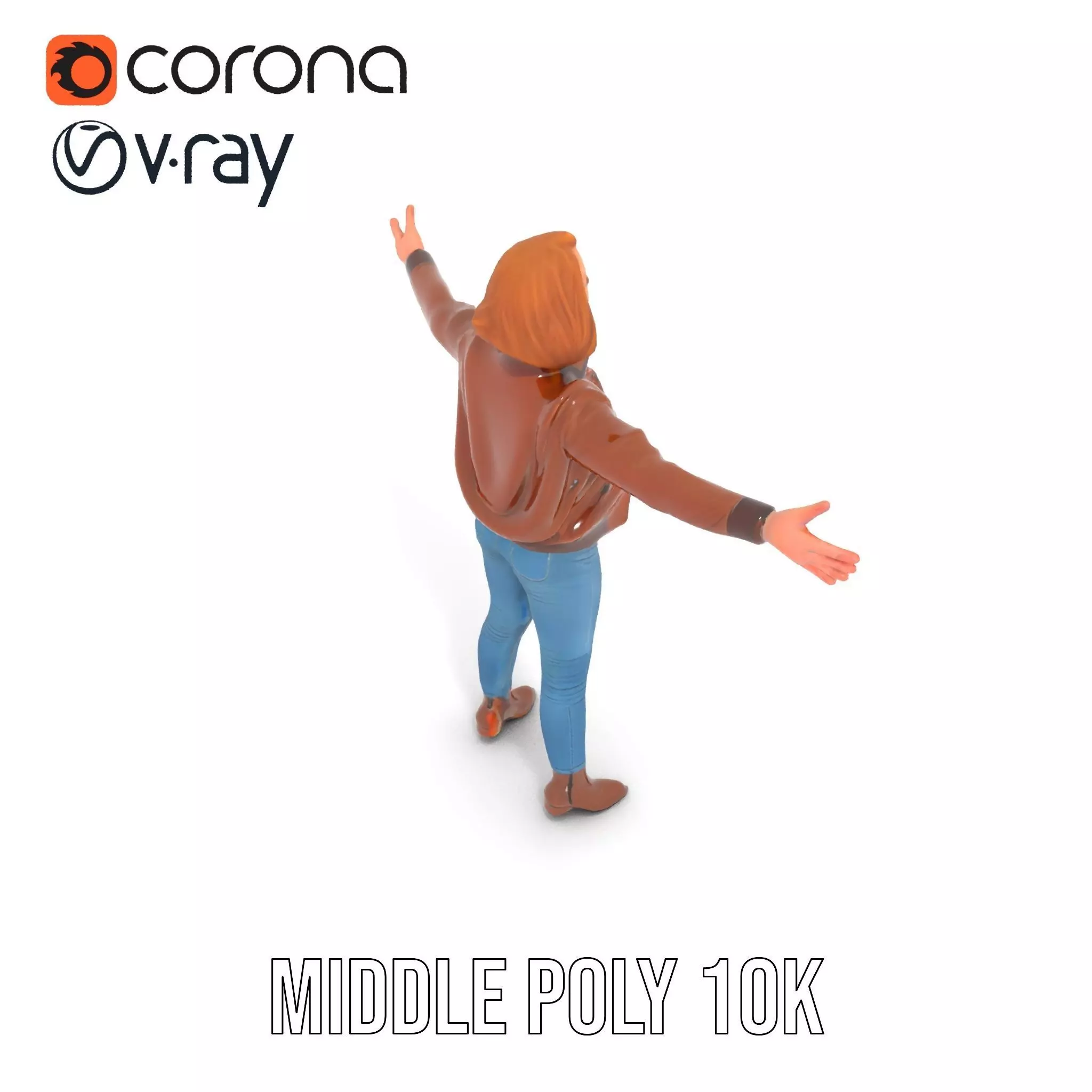 Casual Female Outfit Model Pack with Leather Jacket Low-poly 3D model_29