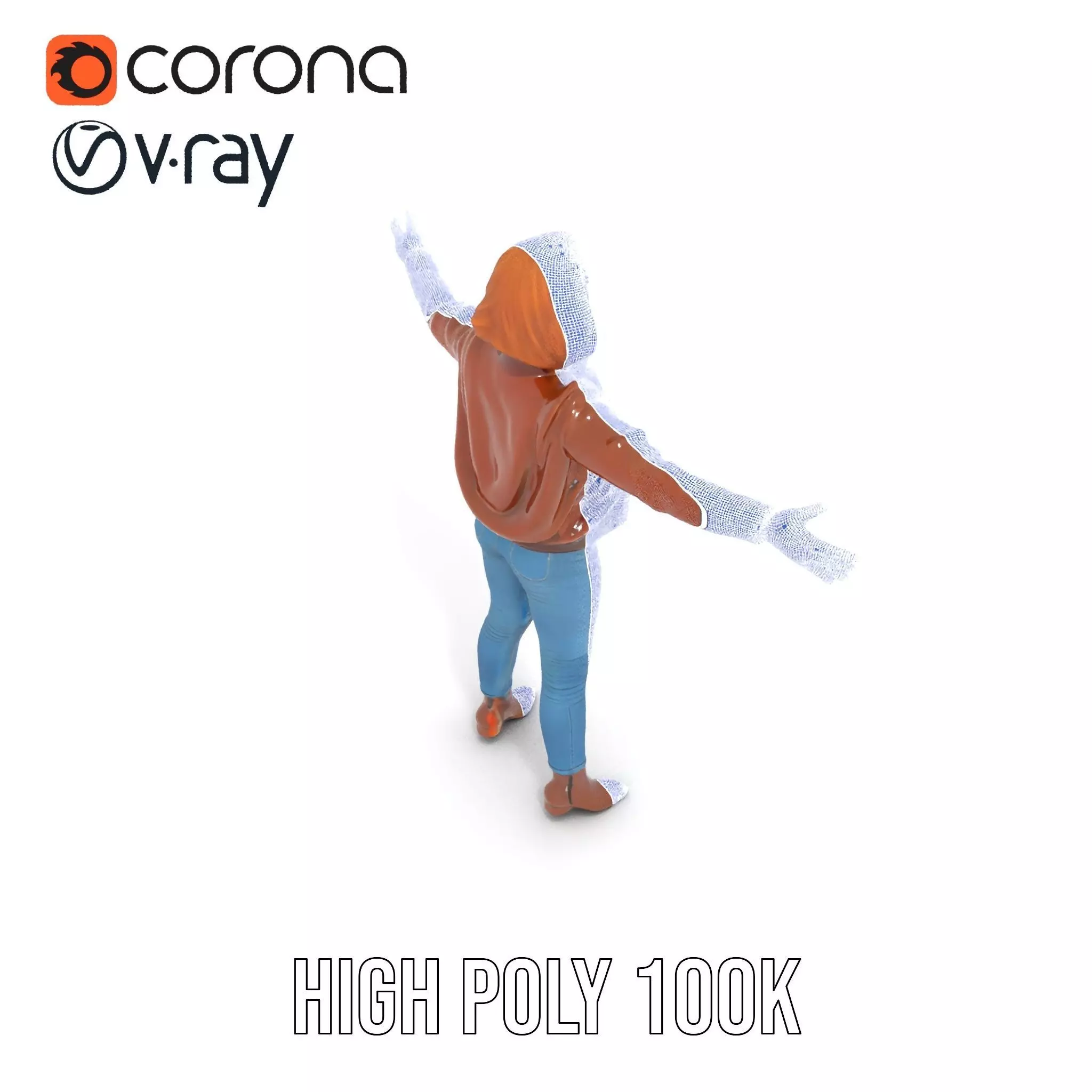 Casual Female Outfit Model Pack with Leather Jacket Low-poly 3D model_31