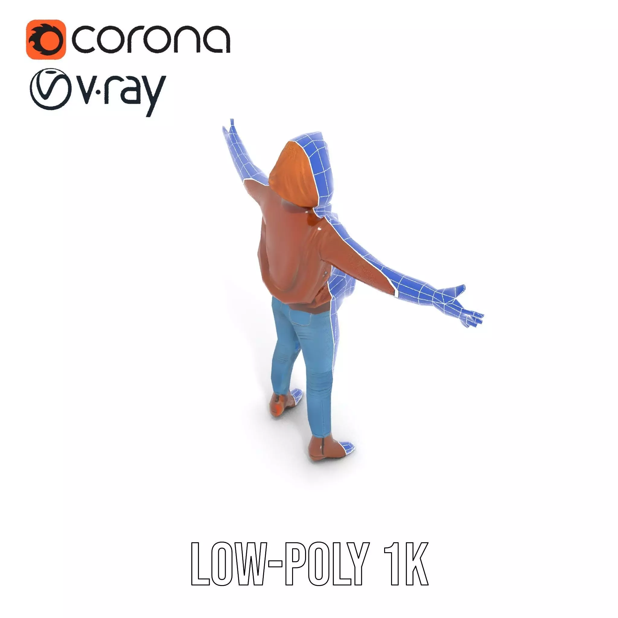 Casual Female Outfit Model Pack with Leather Jacket Low-poly 3D model_30