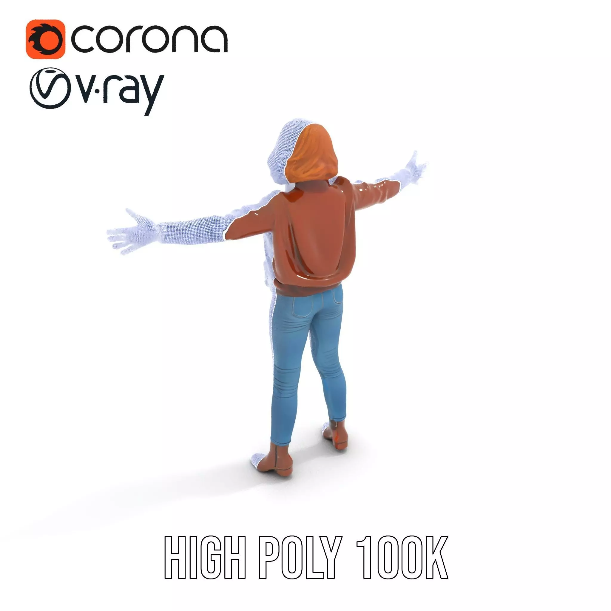 Casual Female Outfit Model Pack with Leather Jacket Low-poly 3D model_22