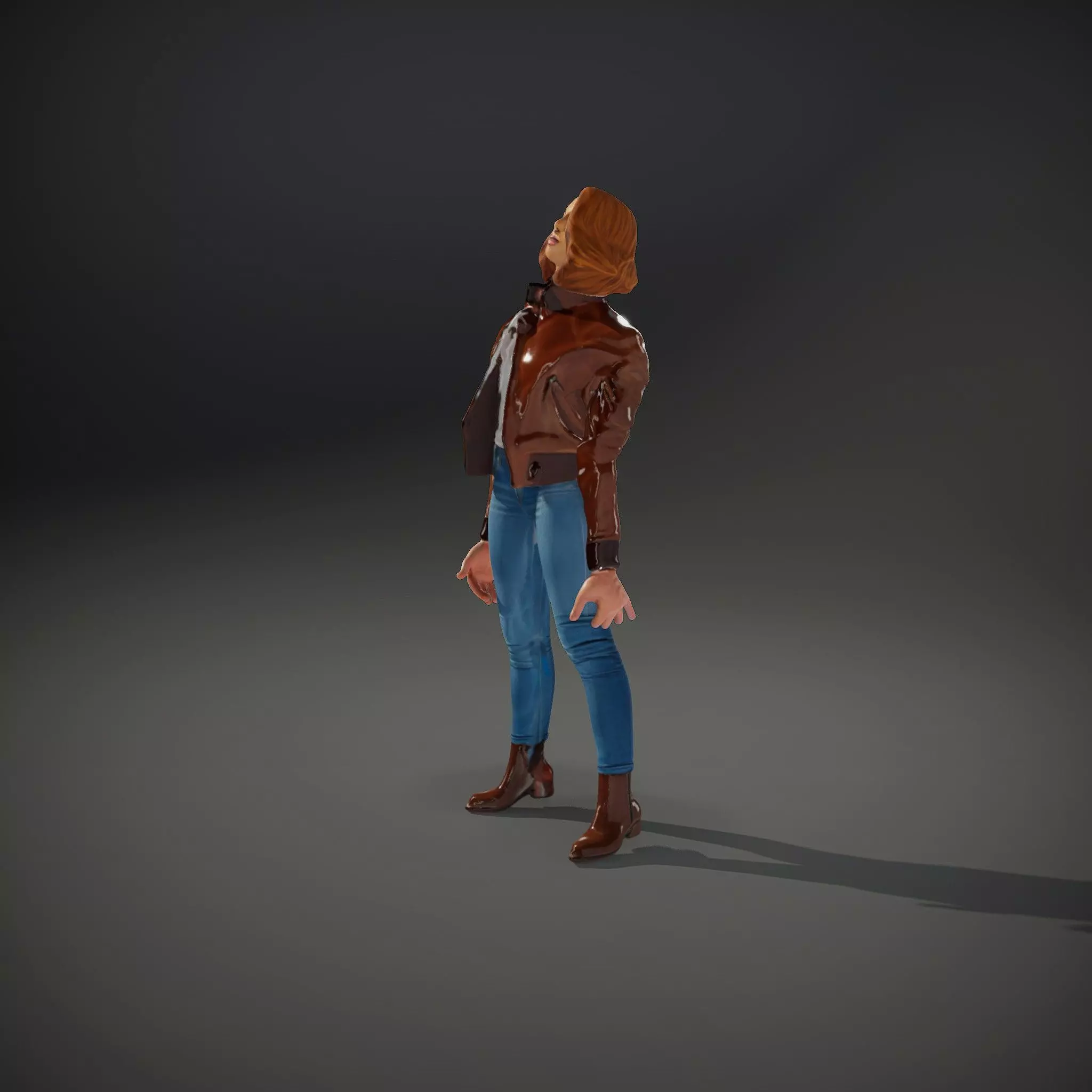 Casual Female Outfit Model Pack with Leather Jacket Low-poly 3D model_34