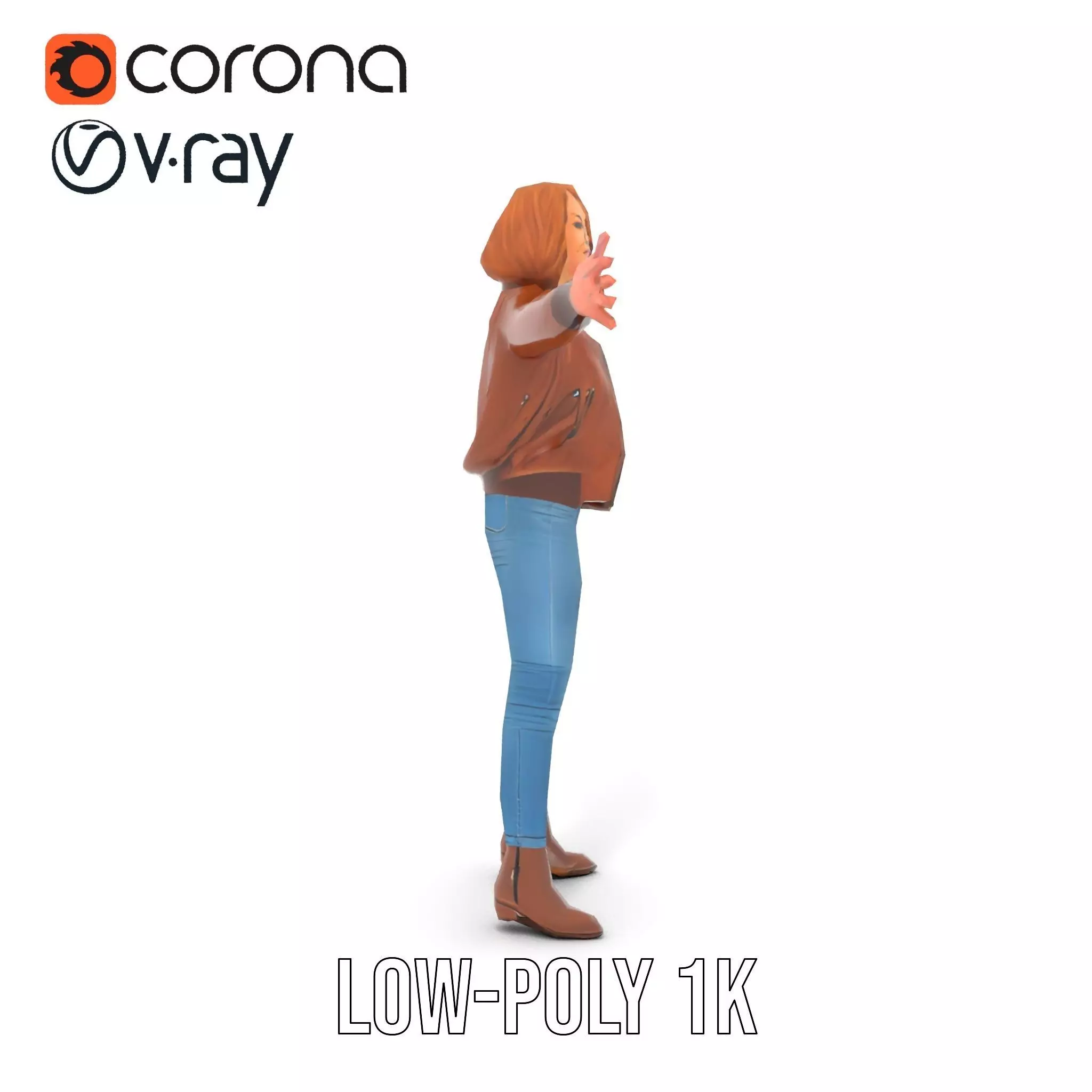 Casual Female Outfit Model Pack with Leather Jacket Low-poly 3D model_24