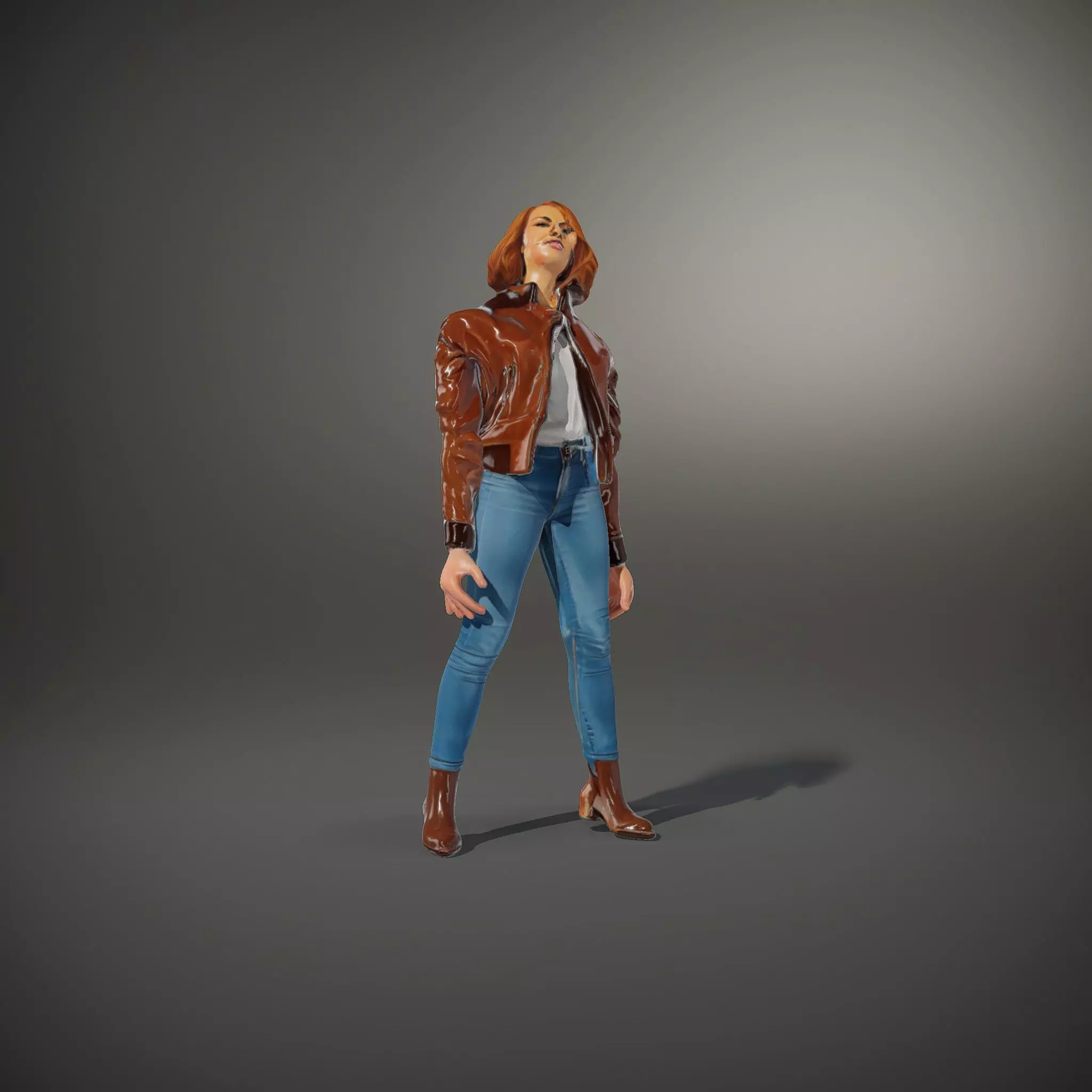 Casual Female Outfit Model Pack with Leather Jacket Low-poly 3D model_33