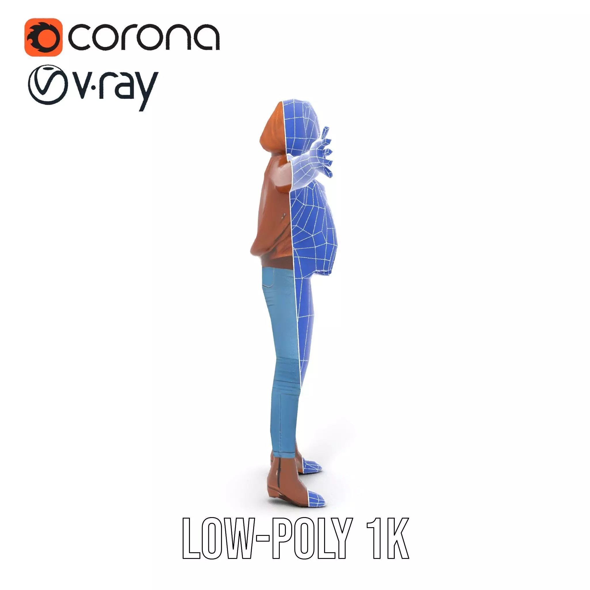 Casual Female Outfit Model Pack with Leather Jacket Low-poly 3D model_21