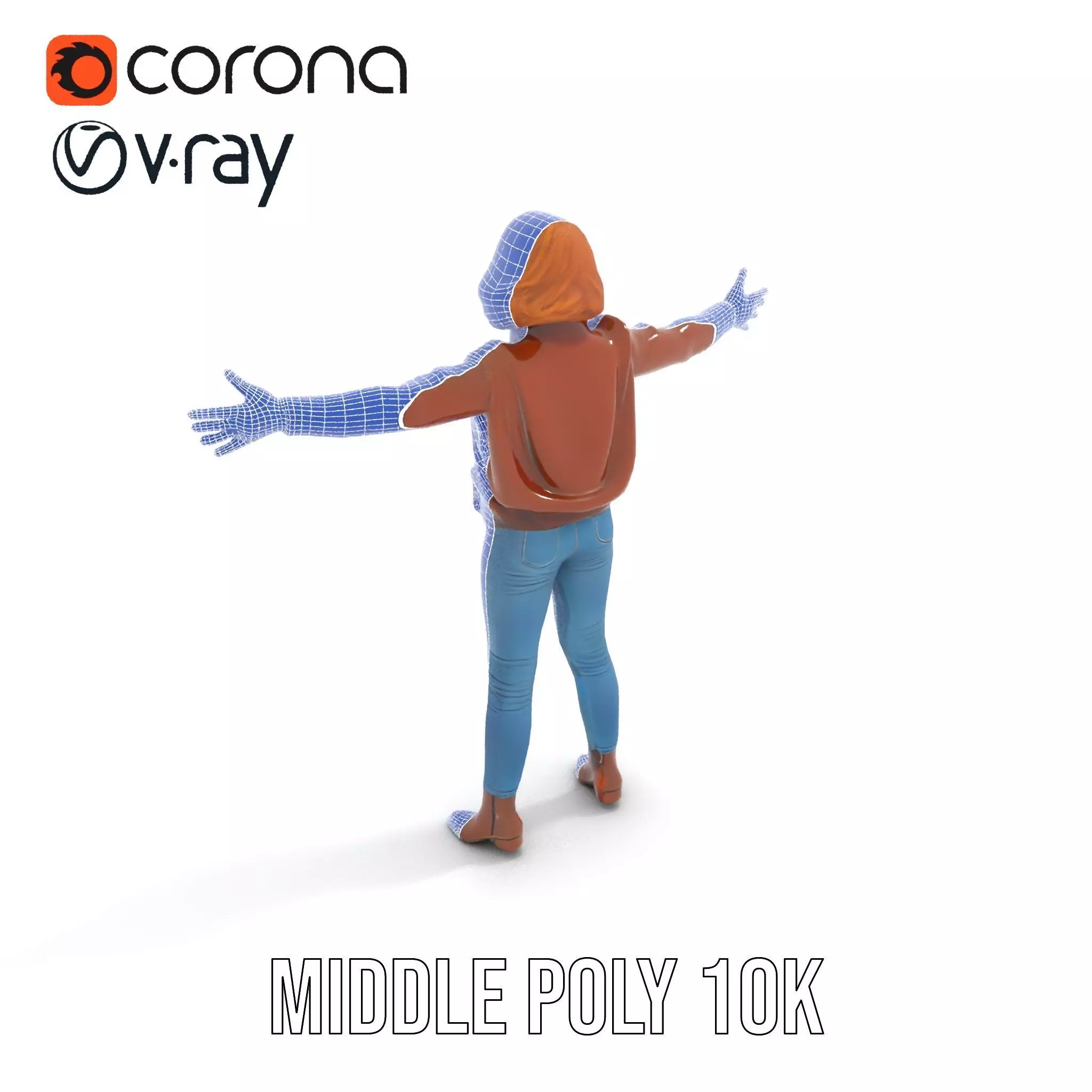 Casual Female Outfit Model Pack with Leather Jacket Low-poly 3D model_15