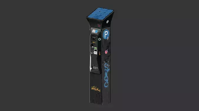 Parking meter with solar panel and display