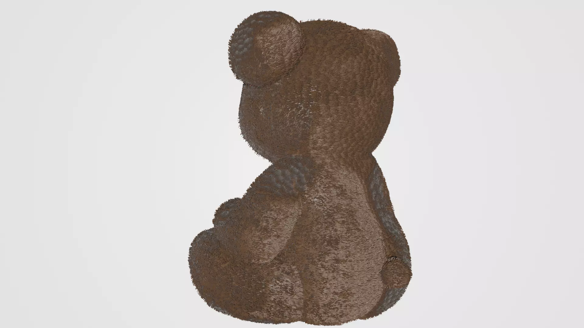Cute Stylized Teddy Bear 3D Model with Fur Brown Low-poly 3D model_4