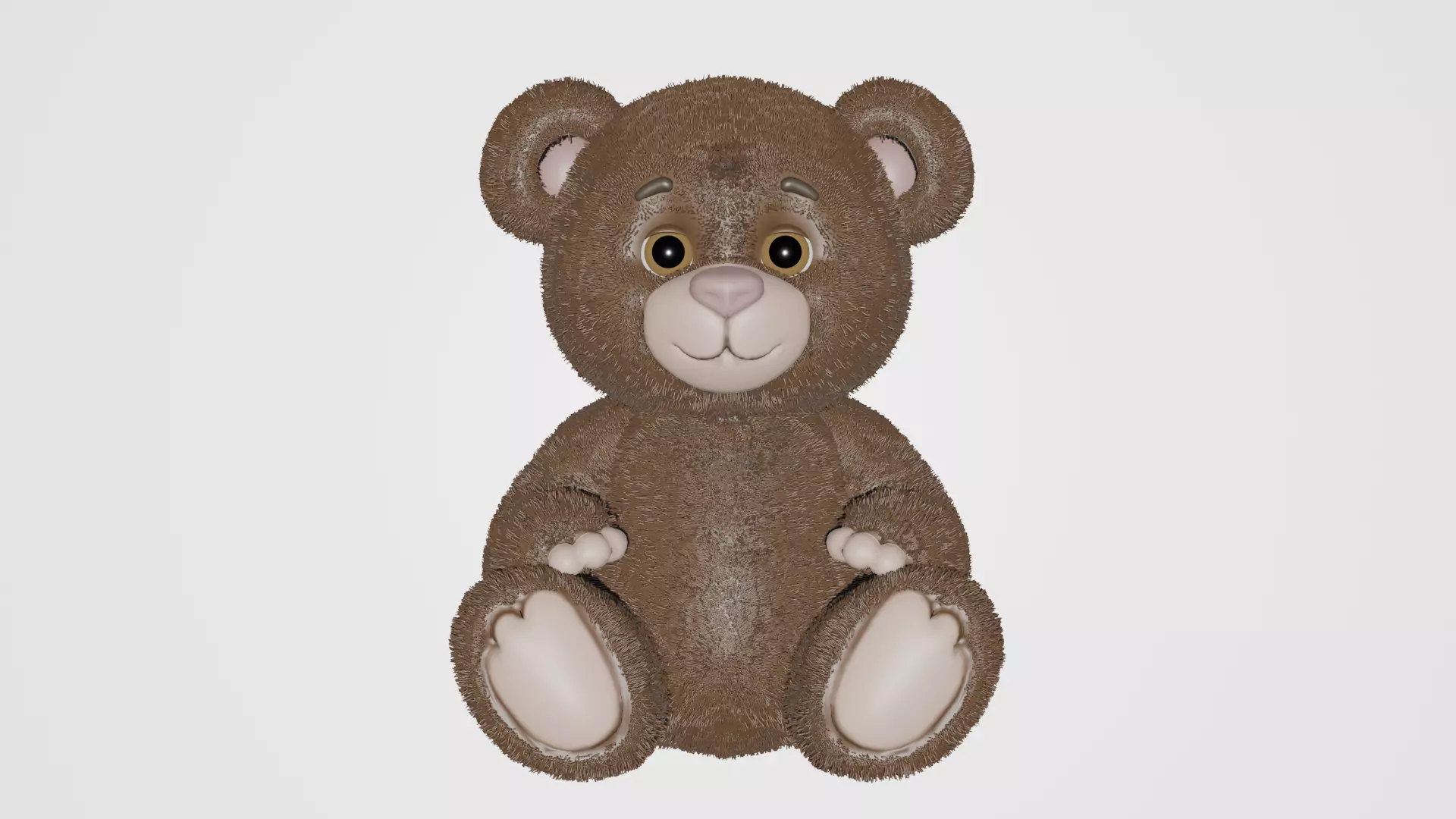 Cute Stylized Teddy Bear 3D Model with Fur Brown Low-poly 3D model_3