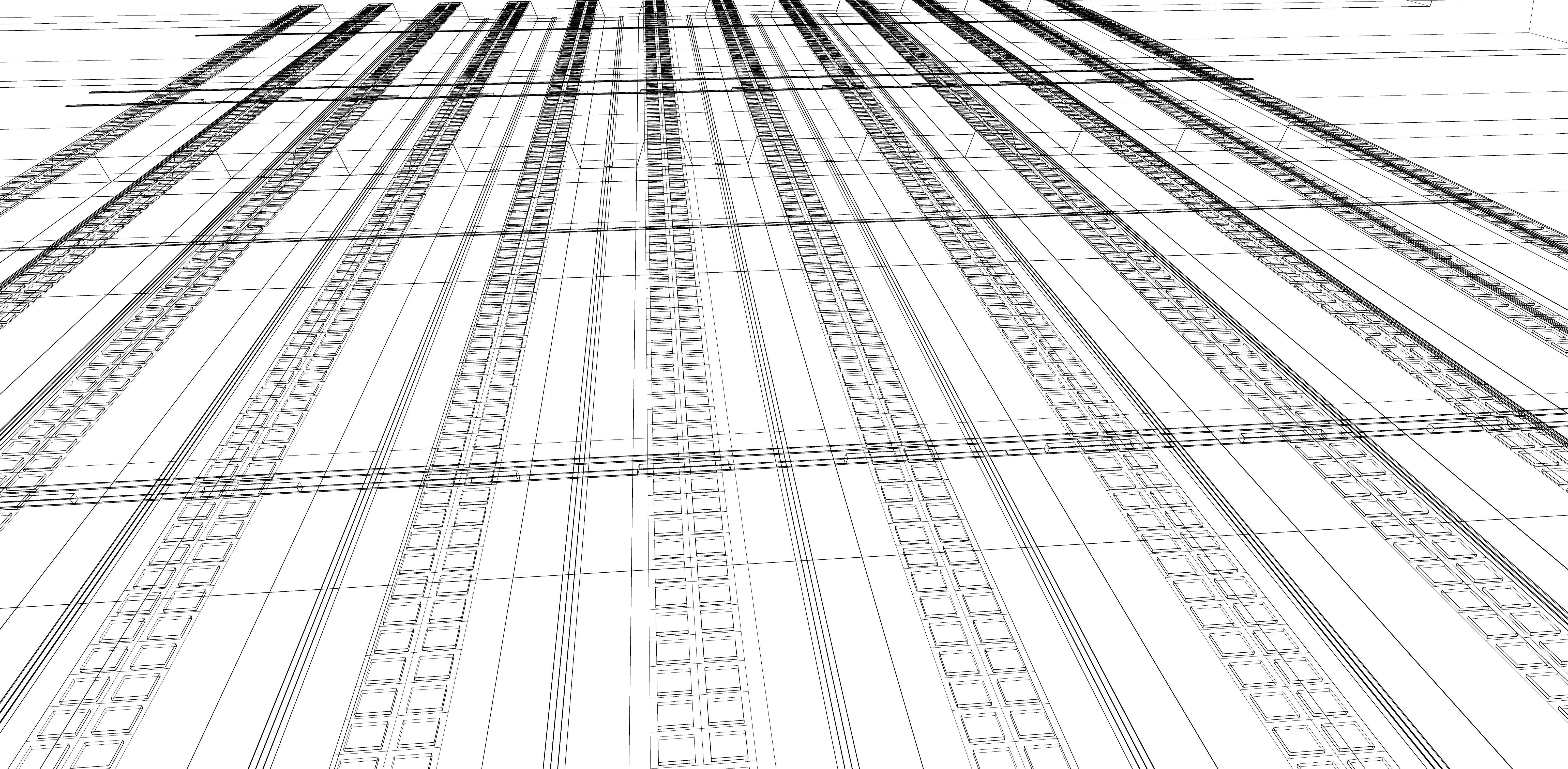 Modular labyrinth of the Blame megastructure Low-poly 3D model_5