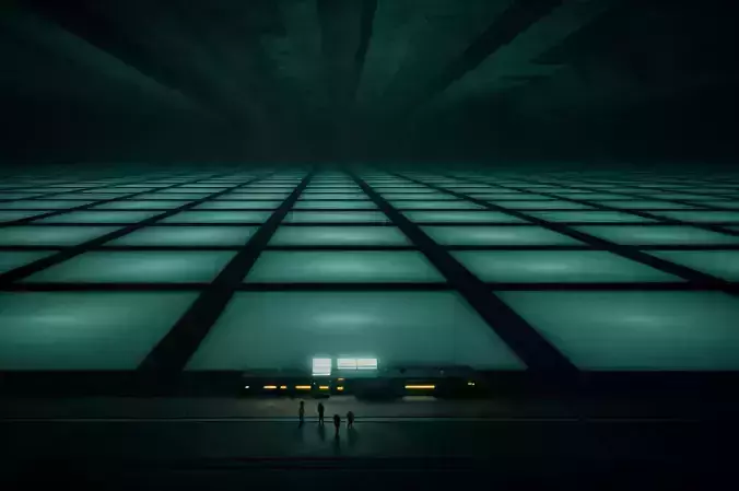 Modular labyrinth of the Blame megastructure Low-poly 3D model